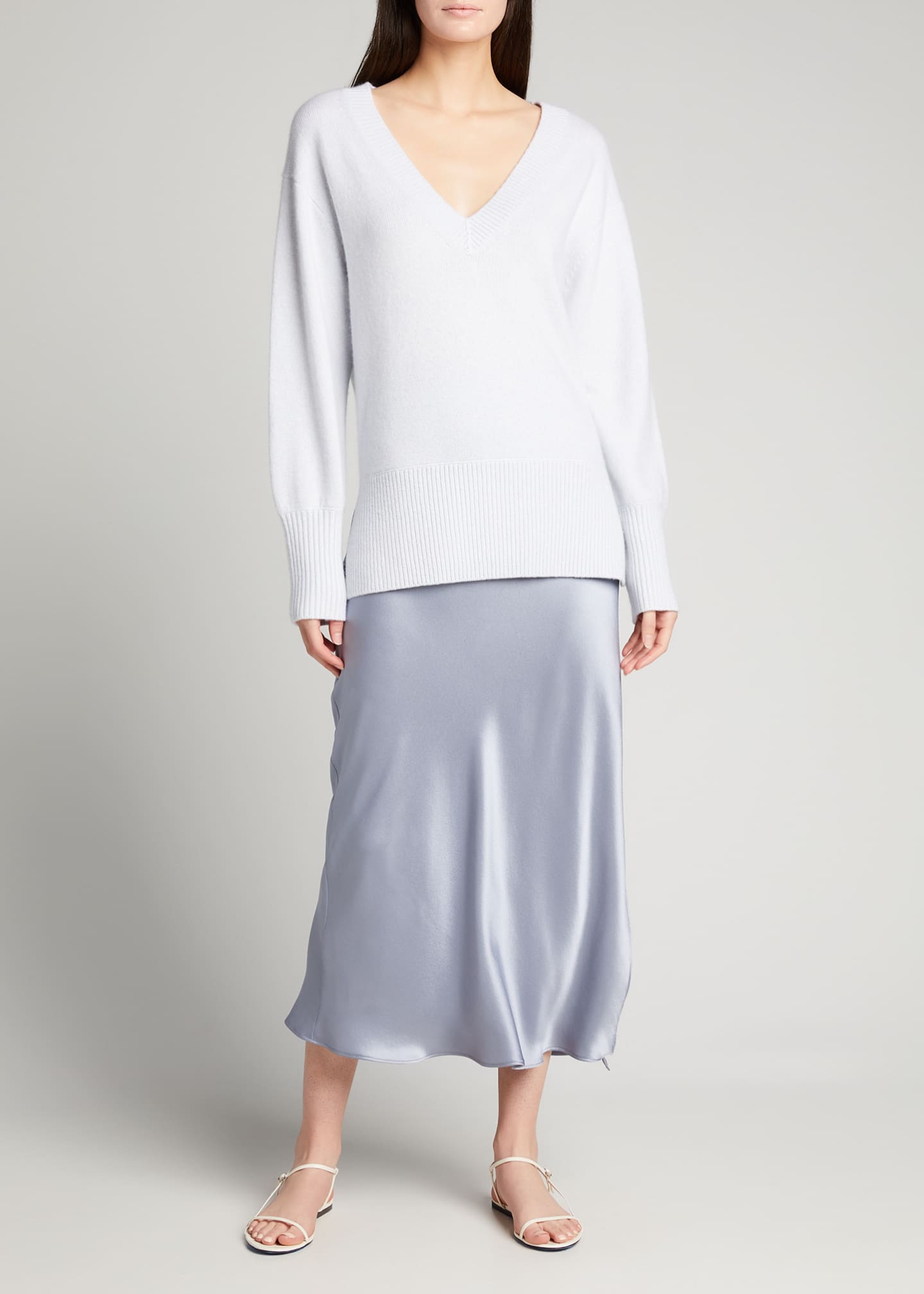 Vince Side Slit Midi Satin Slip Skirt - Bergdorf Goodman