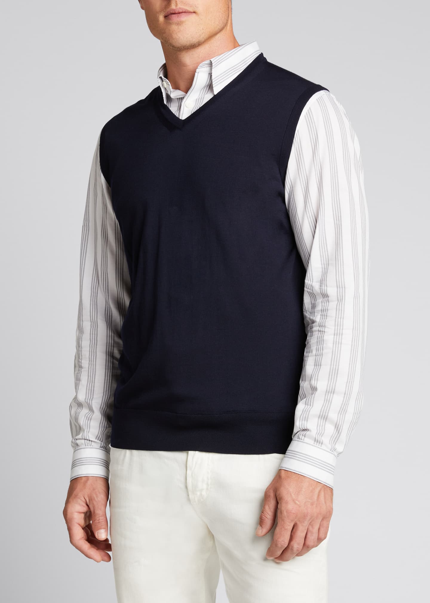 Loro Piana Men's Gilet Wish Wool V-Neck Sweater Vest - Bergdorf Goodman