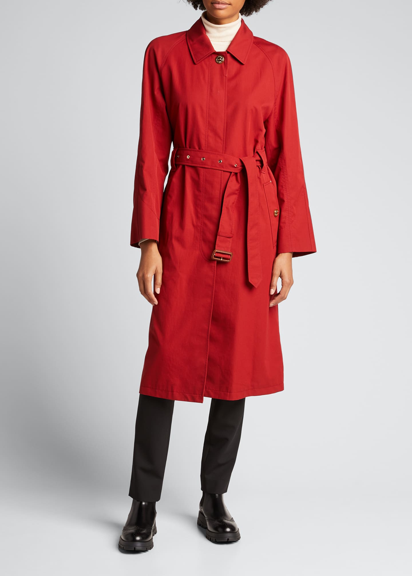 tropical gabardine belted car coat