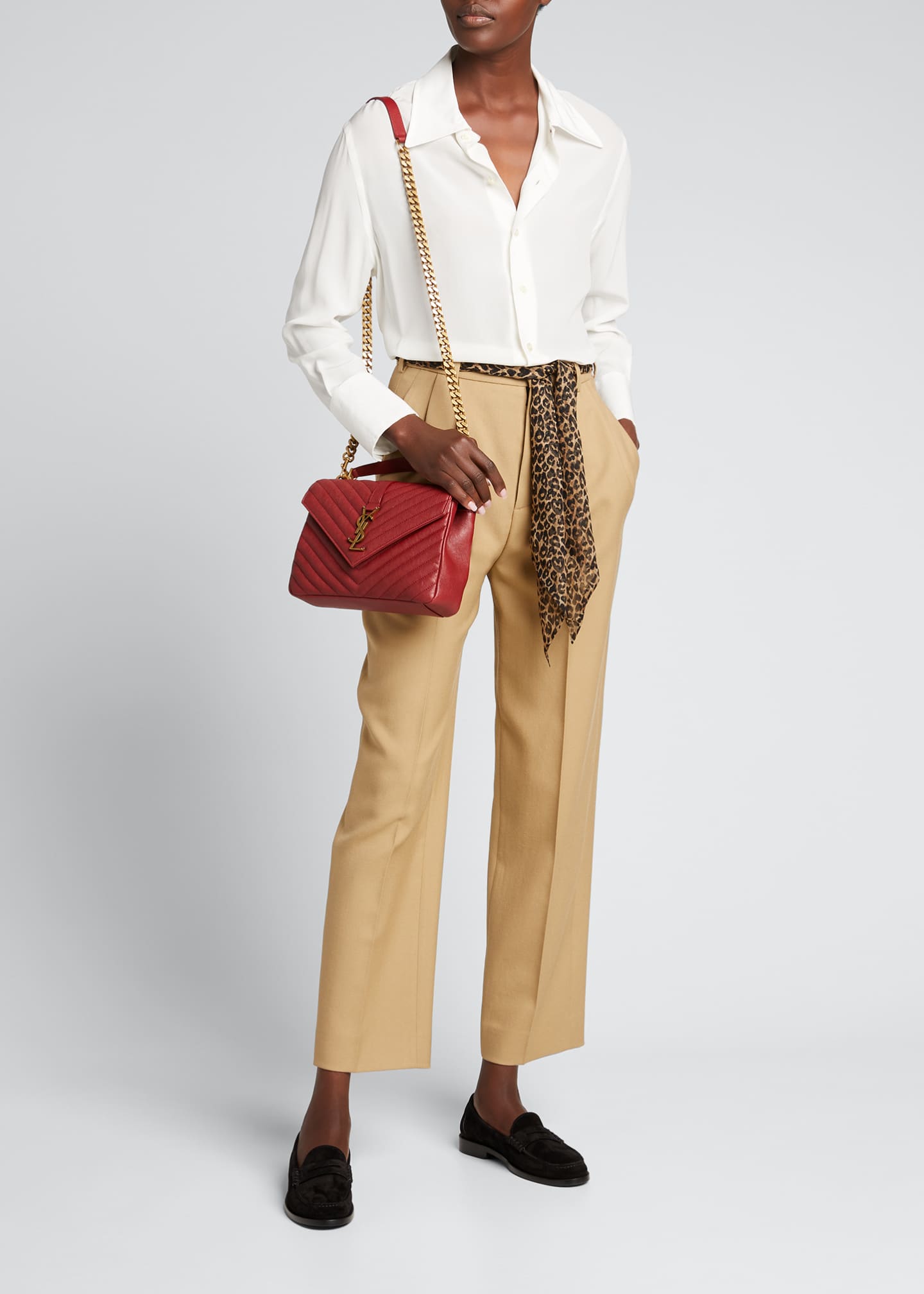 Saint Laurent College Medium YSL Matelasse Lambskin VFlap Crossbody