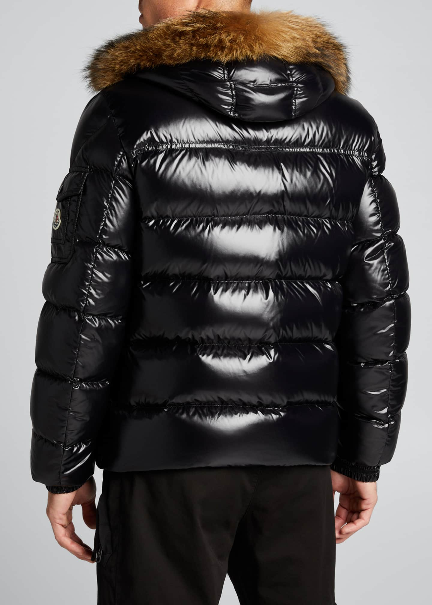 Moncler Men's Marque Shiny Quilted Puffer Jacket w/ Fur Hood - Bergdorf ...