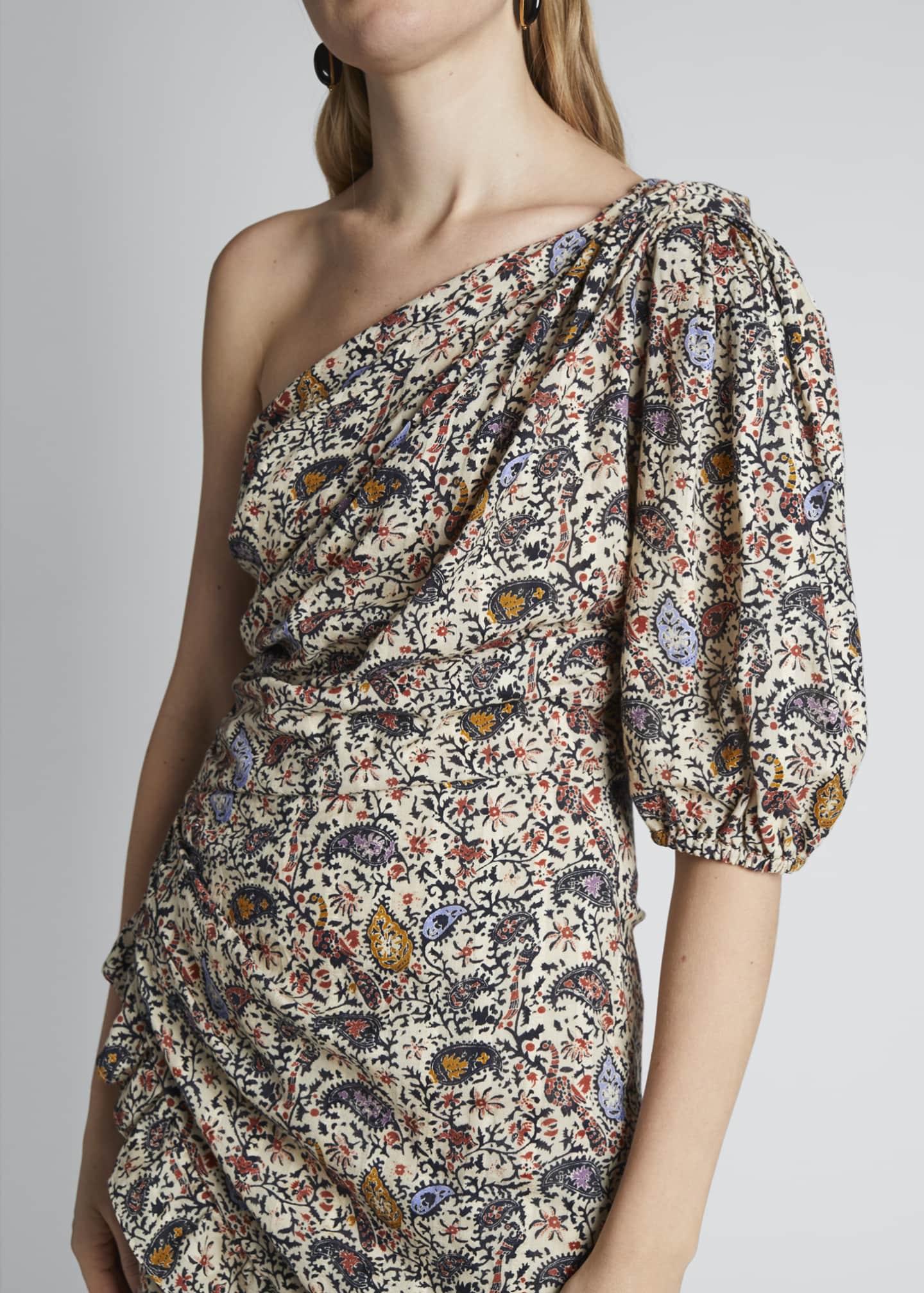Etoile Isabel Marant Esthera One Shoulder Paisley Dress Bergdorf Goodman A paisley print accented with earthy shades of brown and yellow accentuates the undone verve of isabel marant etoile's beige esthera dress. bergdorf goodman