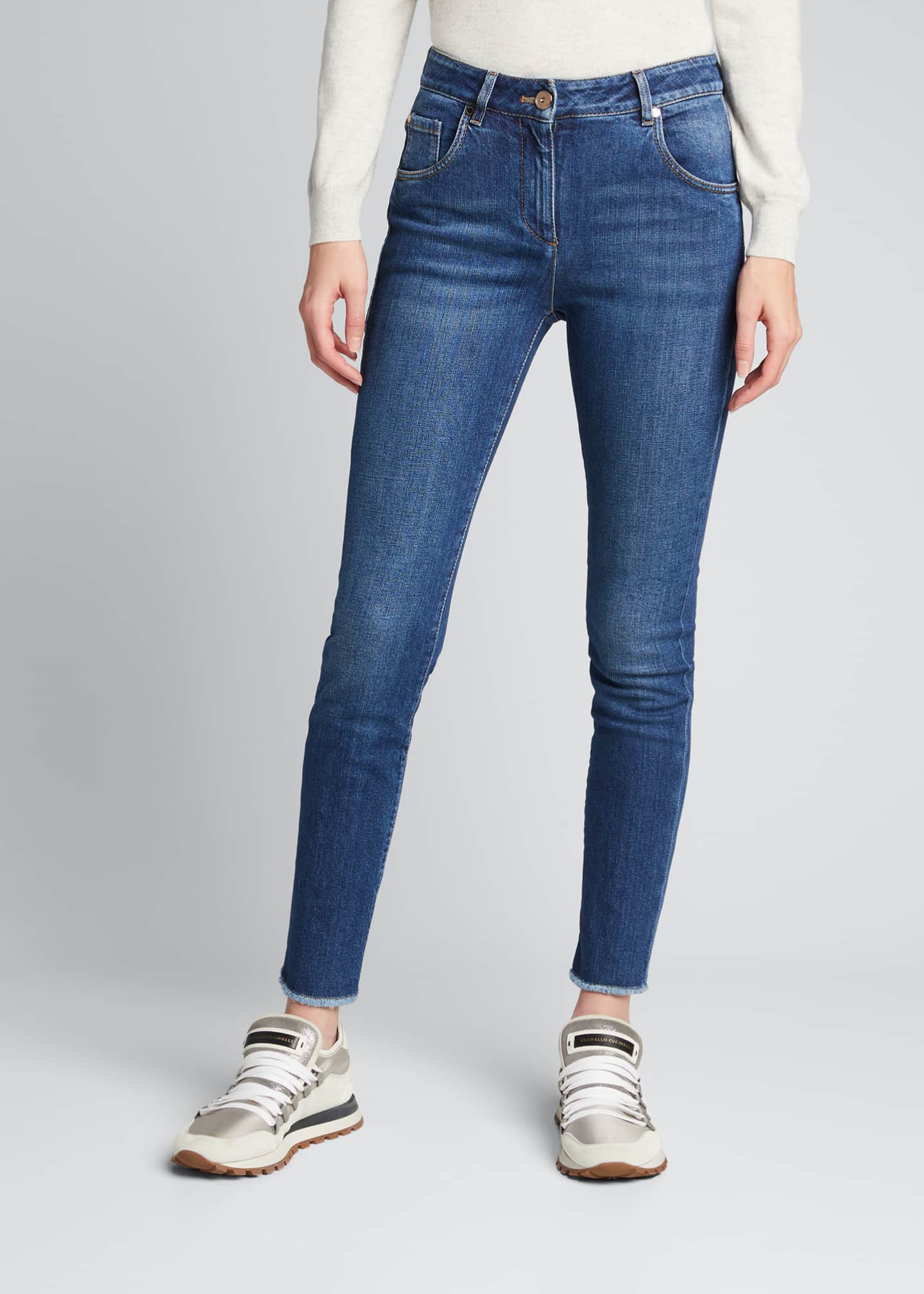 Brunello Cucinelli Skinny RawEdge Denim Jeans Bergdorf Goodman