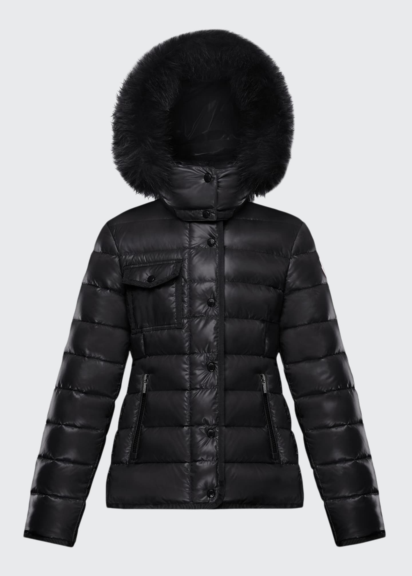 Moncler Armoise Quilted Puffer Jacket w/ Fur-Trim Hood, Size 4-6