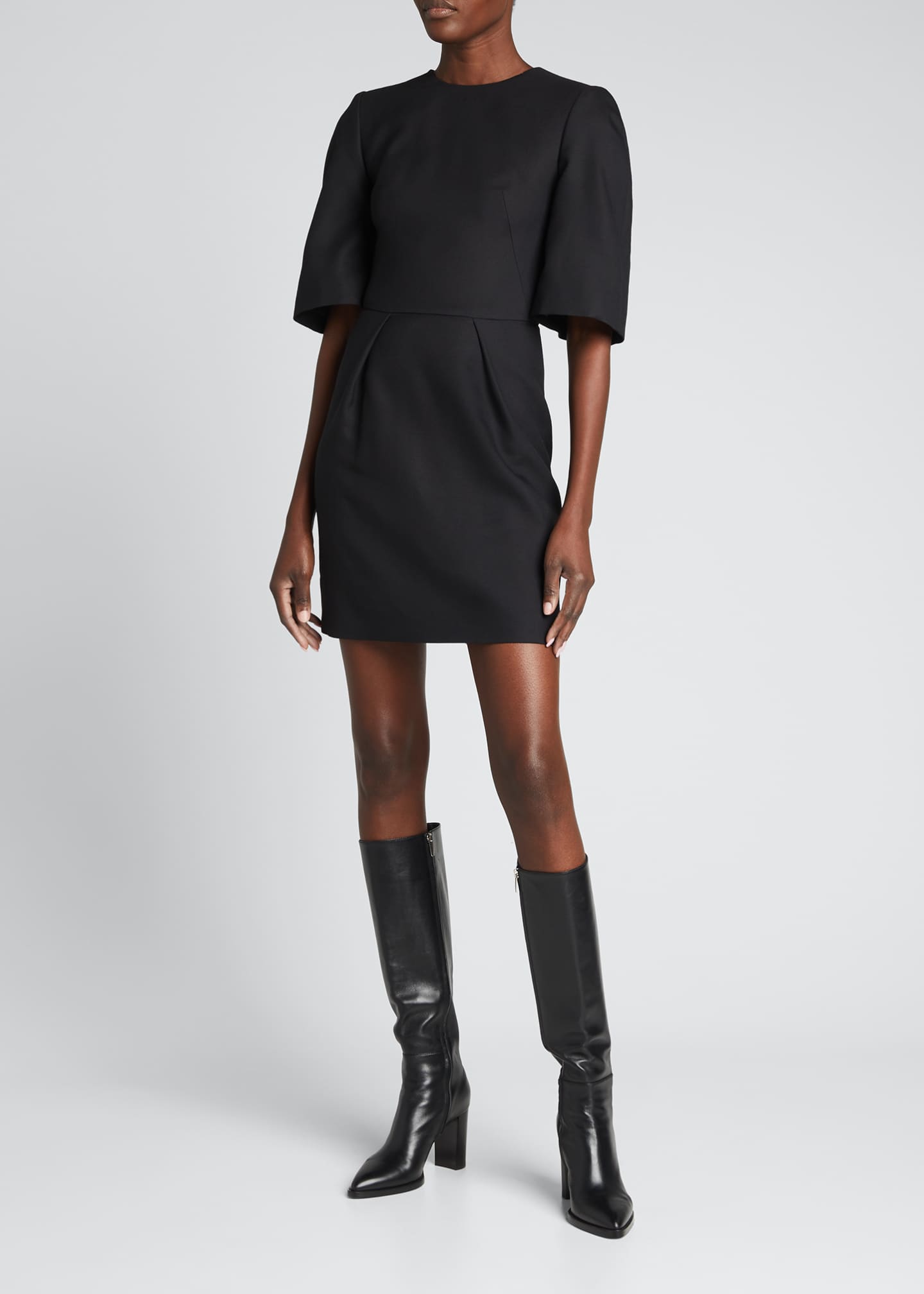 Alexander McQueen Wide Sleeve Mini Wool Dress - Bergdorf Goodman