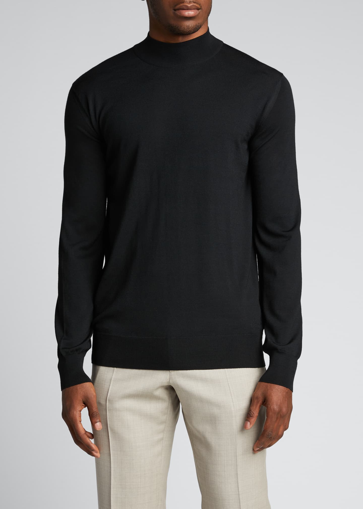 Brioni Men's Solid Mock-Neck Wool Sweater - Bergdorf Goodman