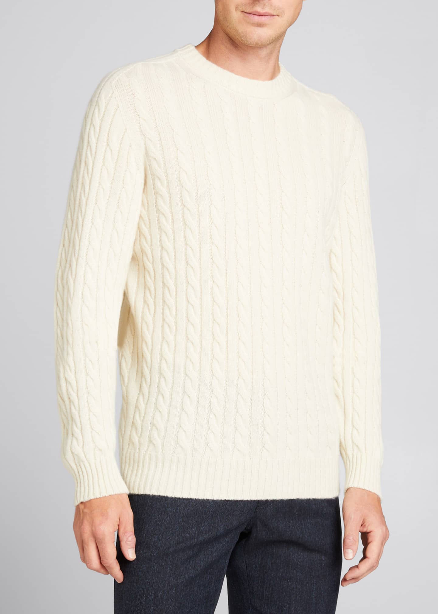 Brioni Men's Cable-Knit Cashmere Sweater - Bergdorf Goodman