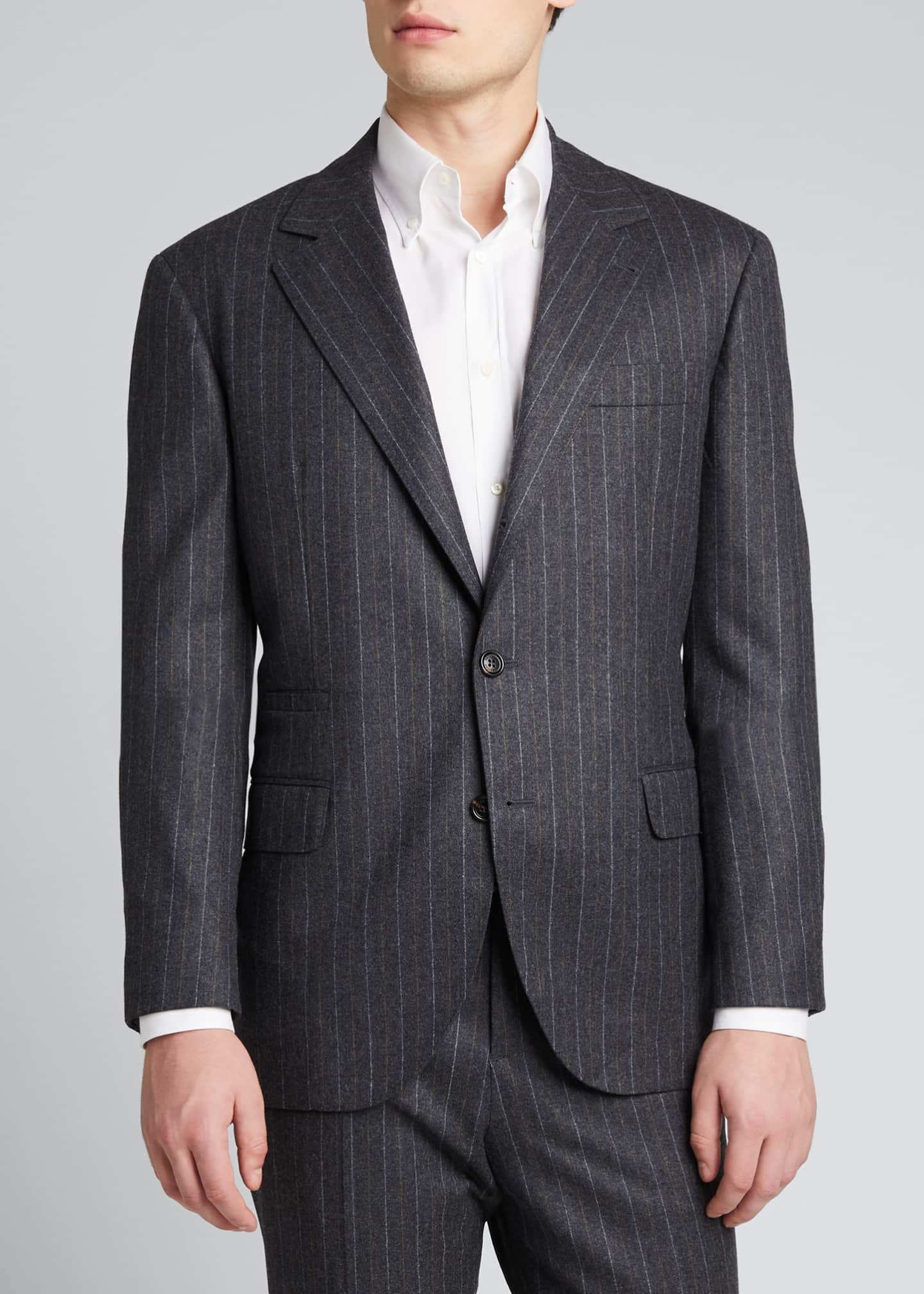 Brunello Cucinelli Men's Flannel ChalkStripe Wool Suit Bergdorf Goodman