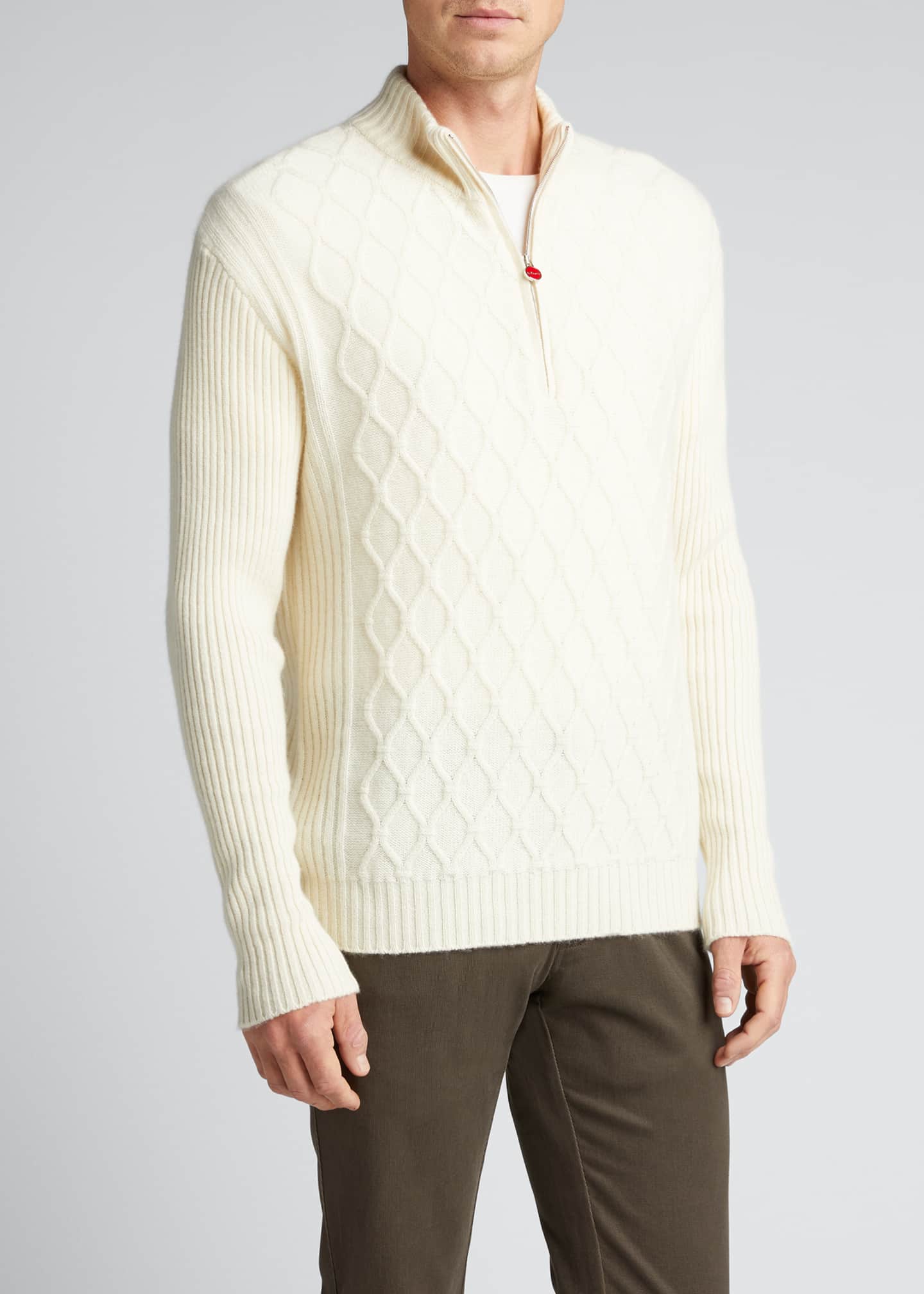 Kiton Men's Quilted Cashmere Quarter-Zip Sweater - Bergdorf Goodman