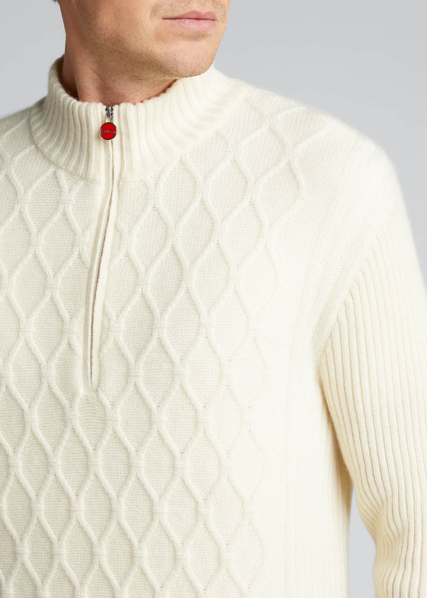 Kiton Men's Quilted Cashmere QuarterZip Sweater Bergdorf Goodman