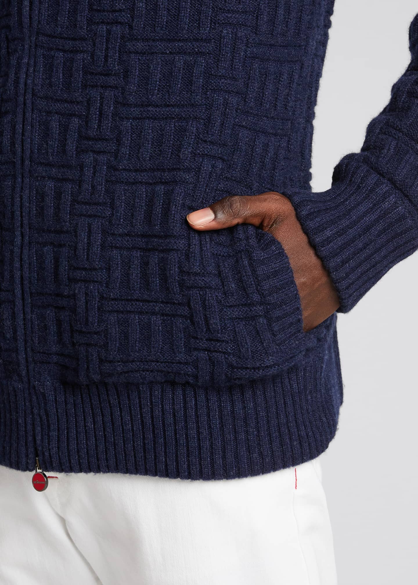Kiton Men's Geometric Cashmere FullZip Sweater Bergdorf Goodman