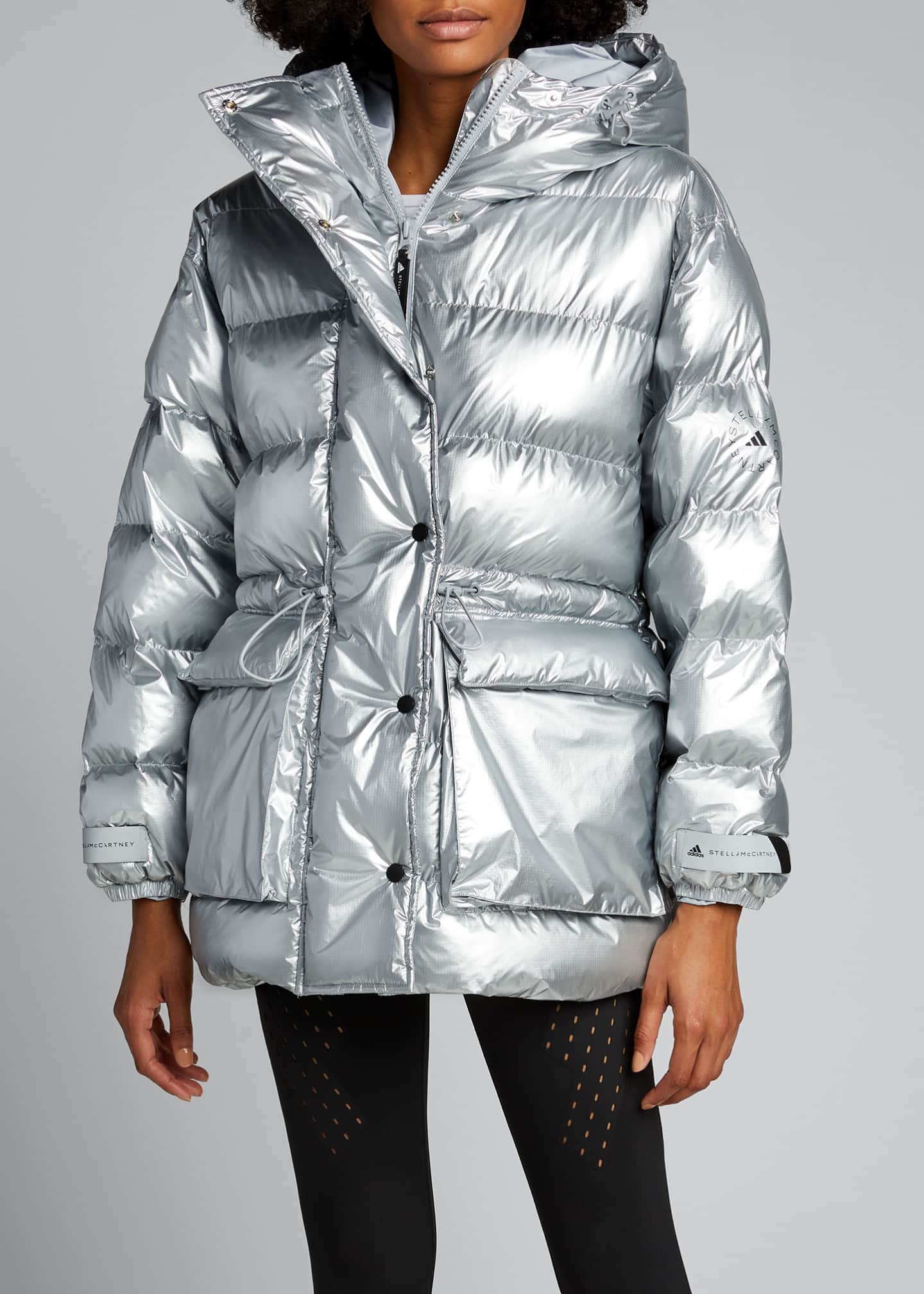 adidas by Stella McCartney Hooded Metallic Quilted Puffer ...
