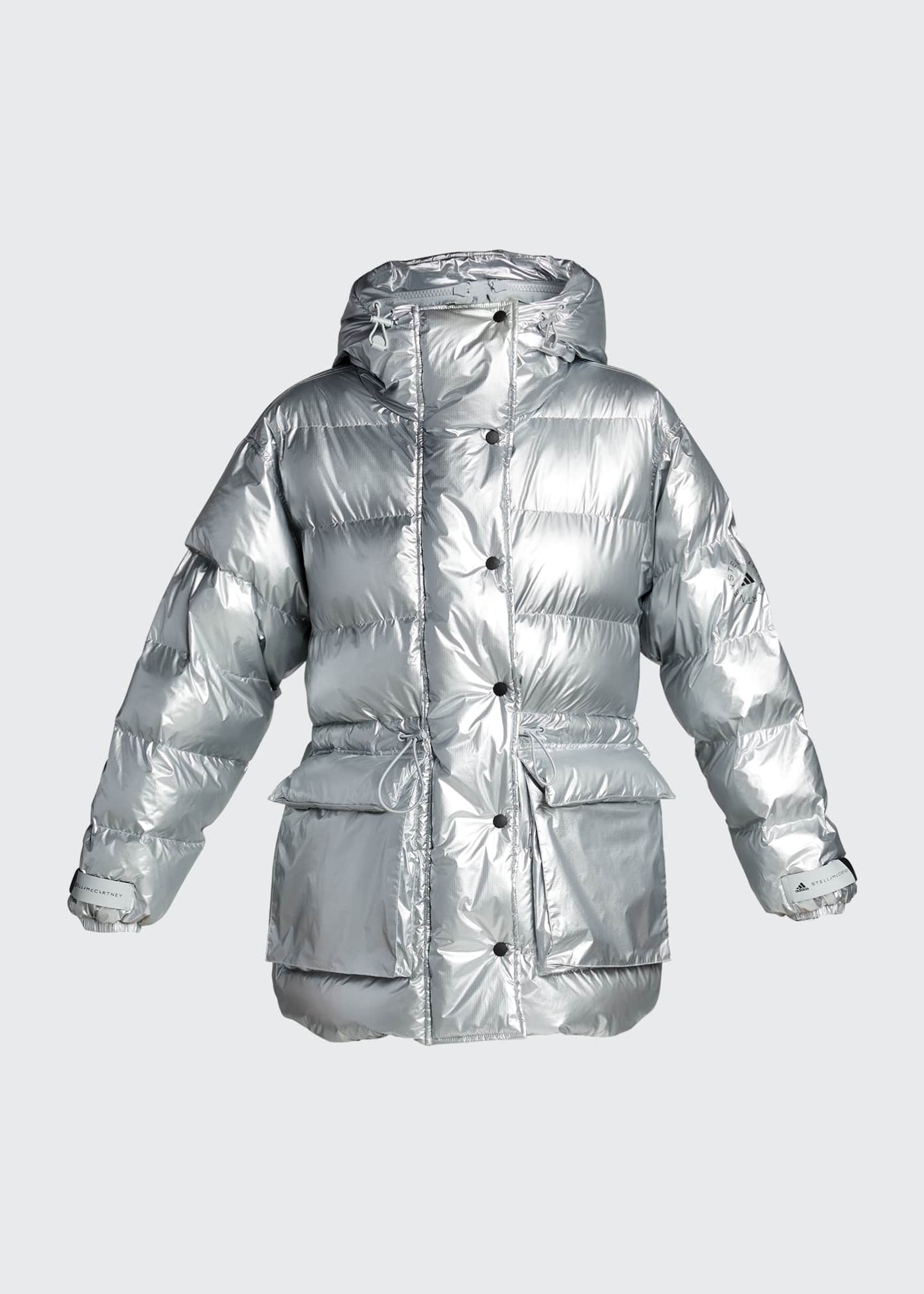 adidas by Stella McCartney Hooded Metallic Quilted Puffer Jacket