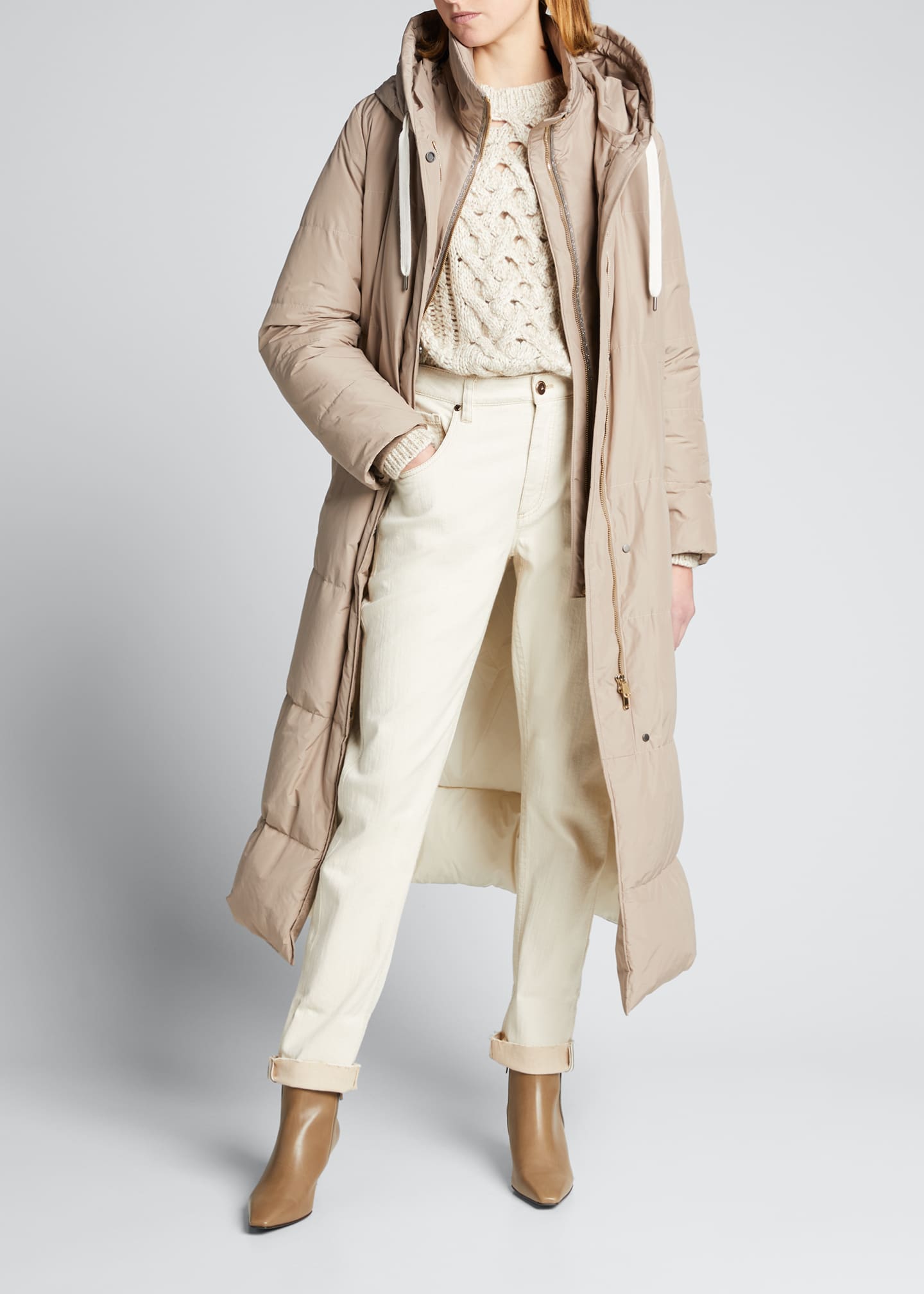 Brunello Cucinelli WaterResistant Taffeta Down Puffer Coat w/ Attached