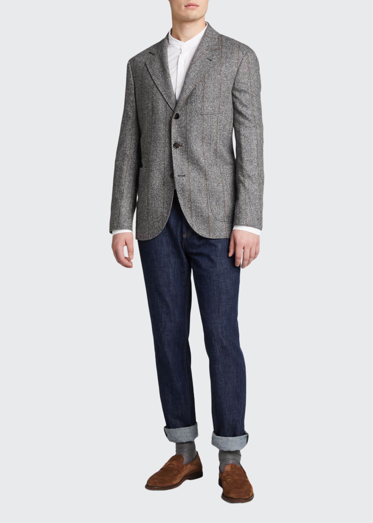 Brunello Cucinelli Men's Herringbone Pinstripe Sport Jacket Bergdorf