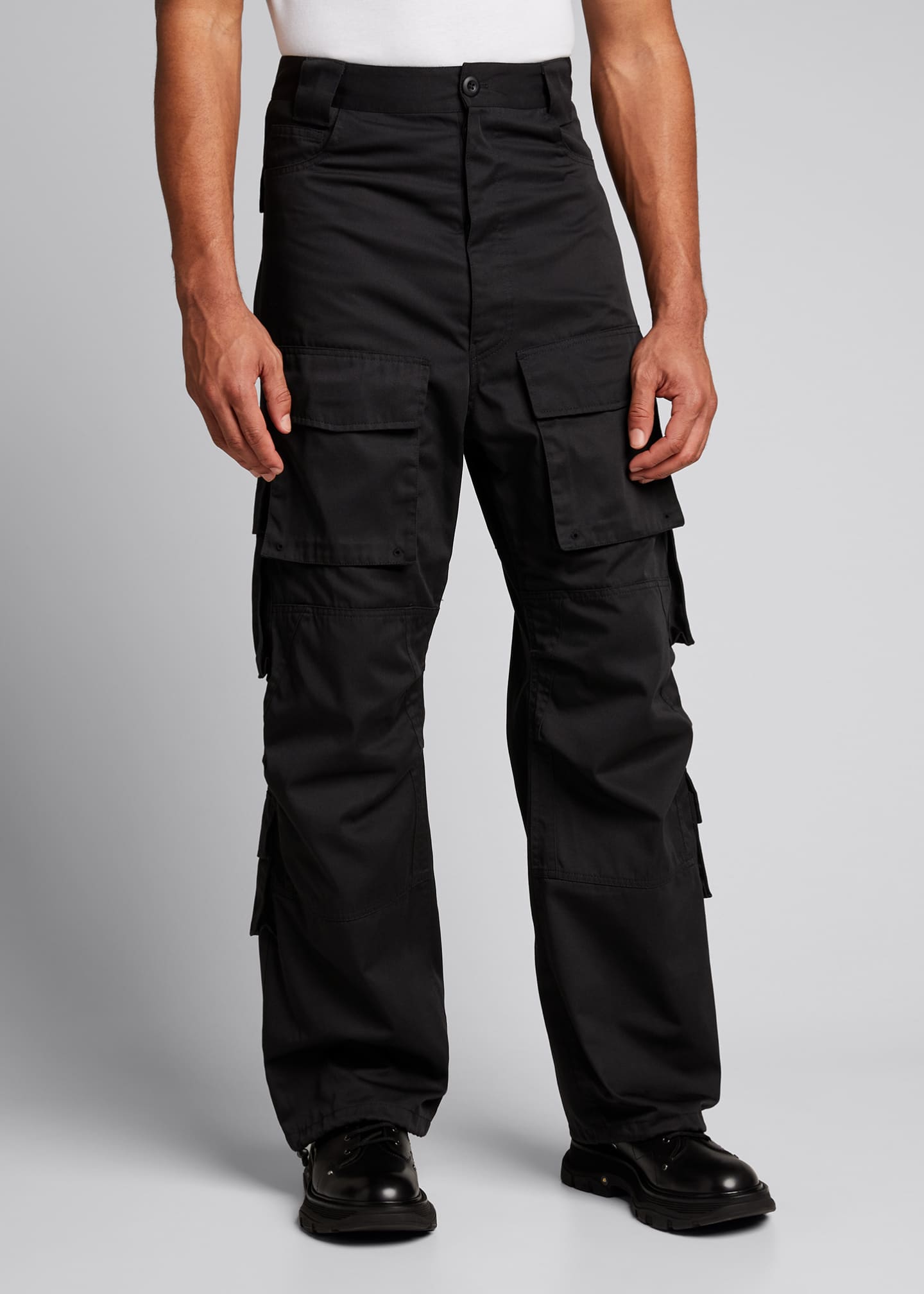 Balenciaga Men's Wide-Leg Tech Cargo Pants - Bergdorf Goodman