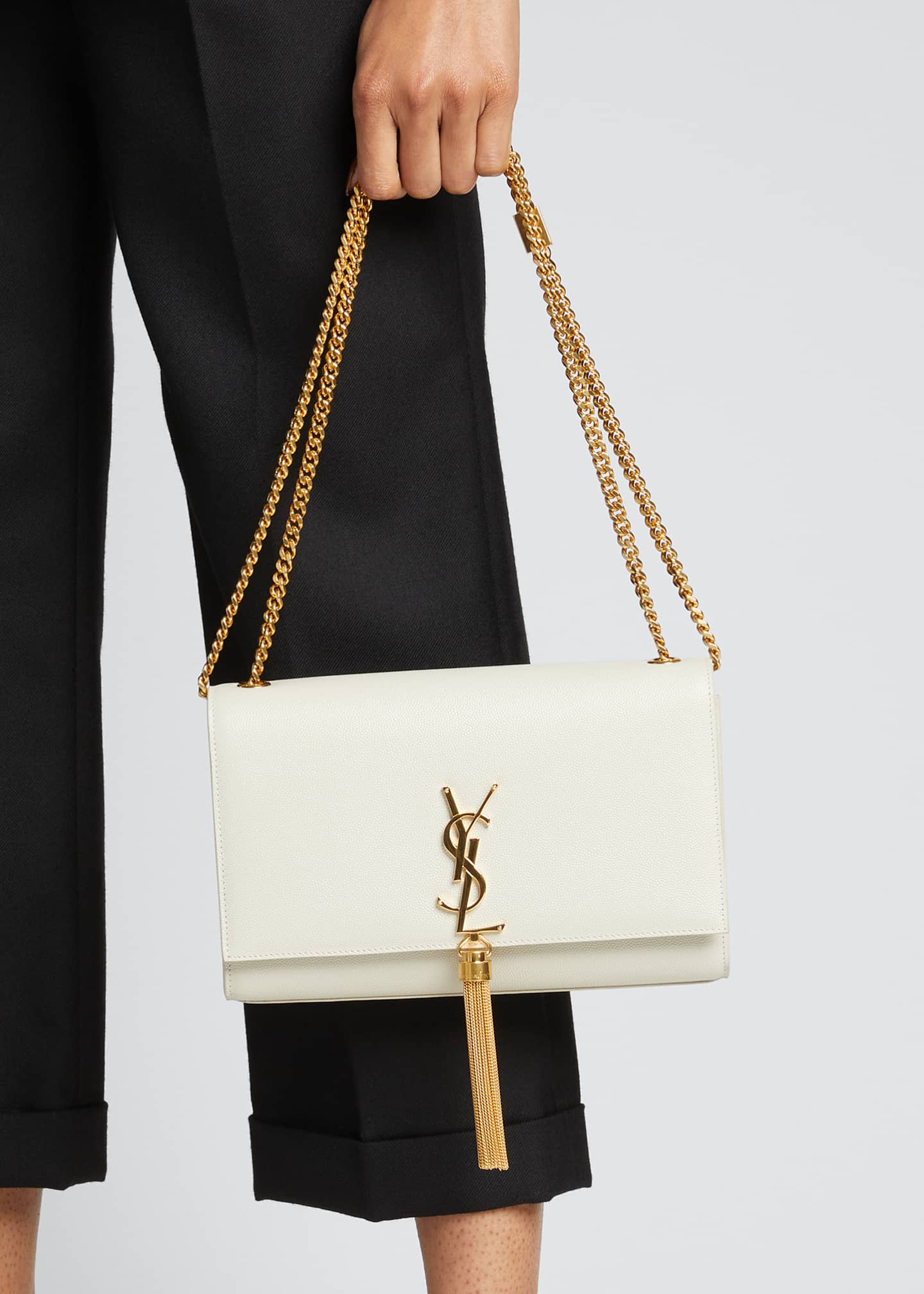 Saint Laurent Kate Medium YSL Monogram Grain de Poudre Crossbody Bag ...