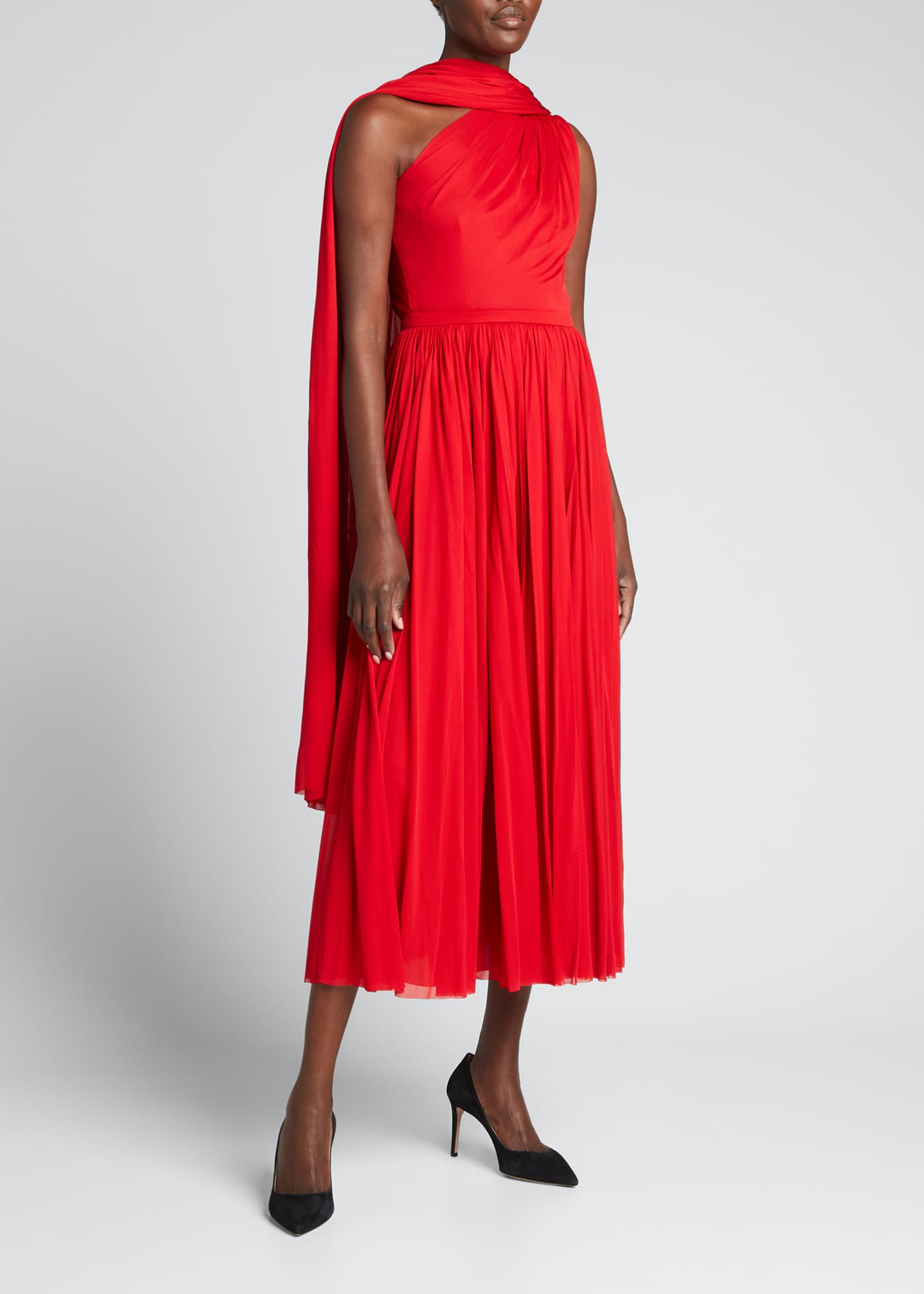 Alexander McQueen Sleeveless Asymmetrical Scarf-Neck Midi Dress ...