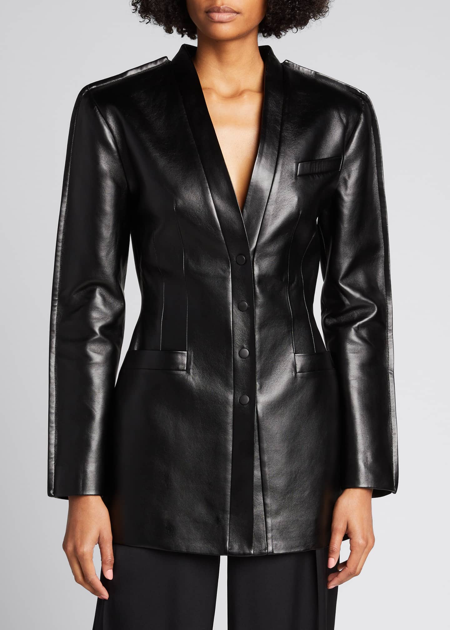 Materiel Faux-Leather Button-Down Mini Dress - Bergdorf Goodman