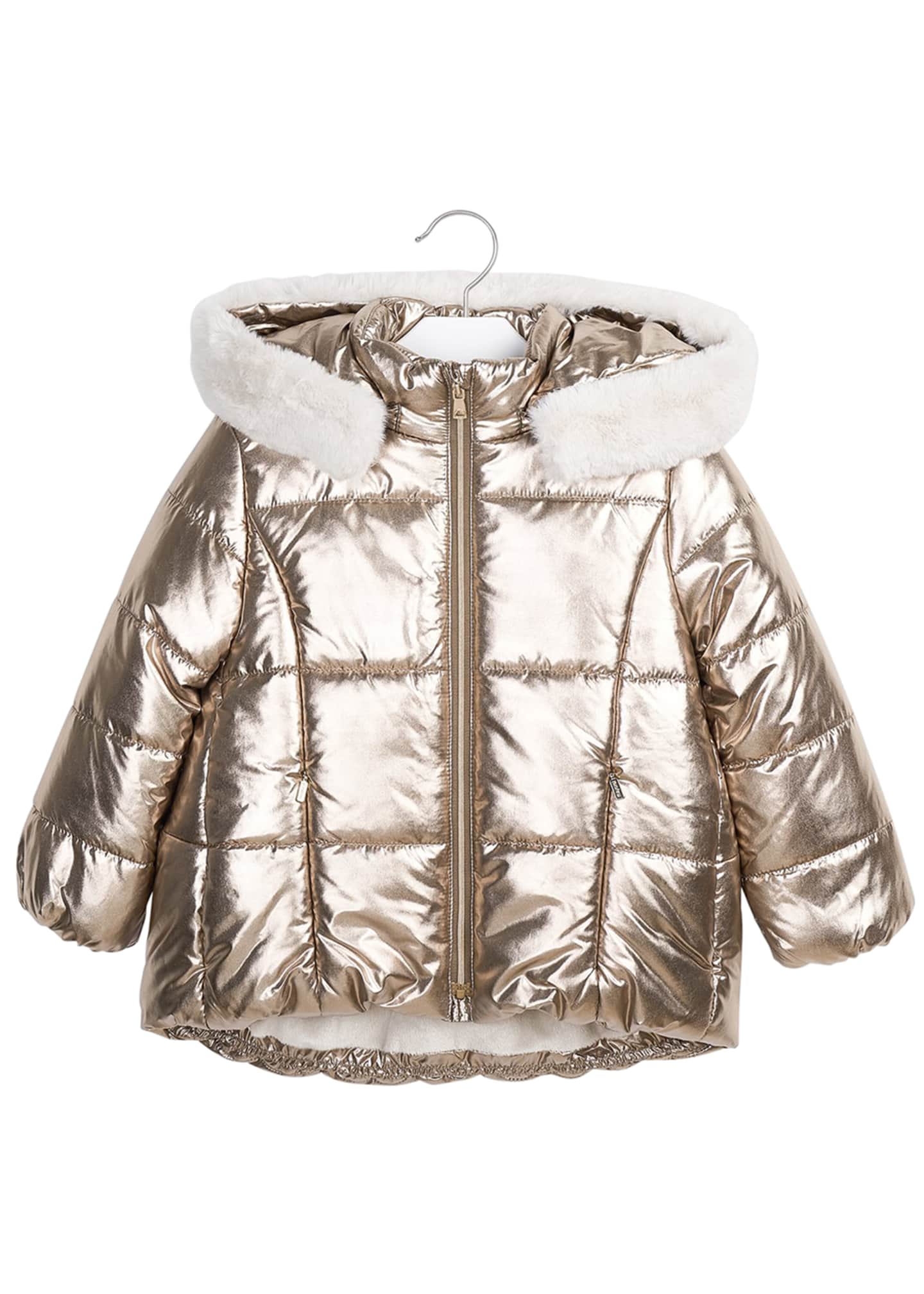 girls metallic puffer coat