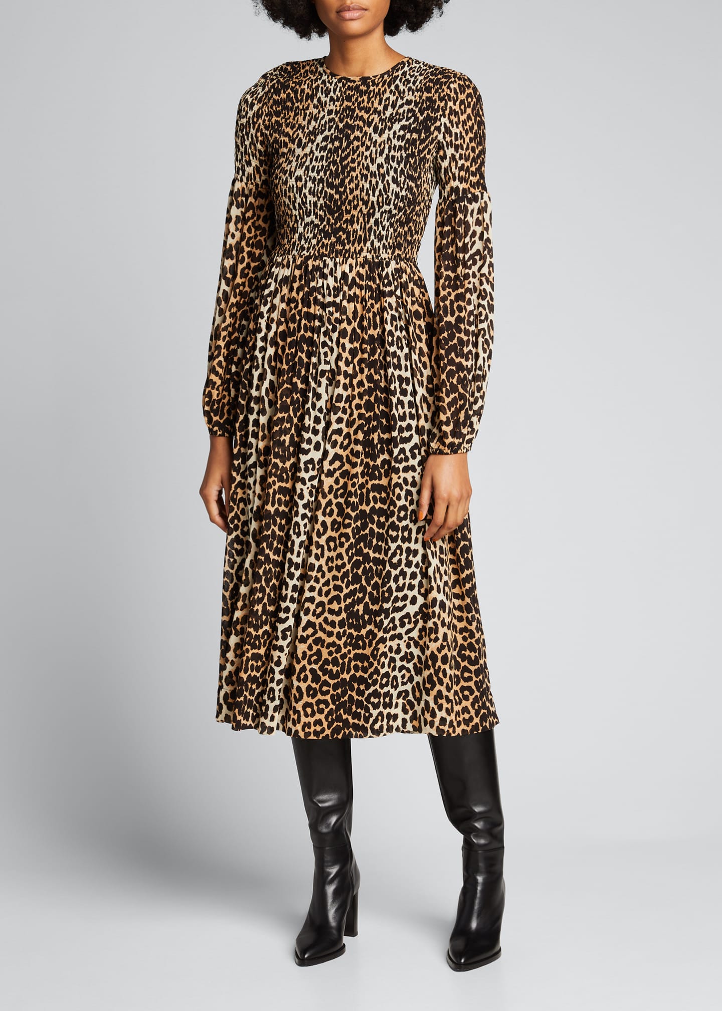 ganni georgette smock dress