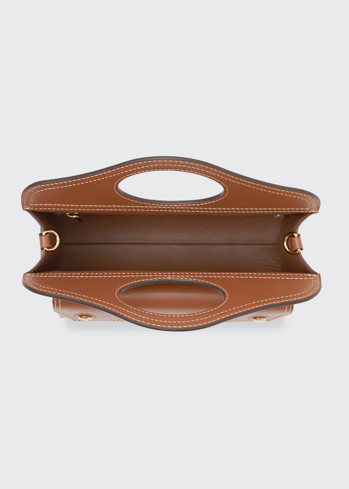 Mini topstitched leather pocket bag top