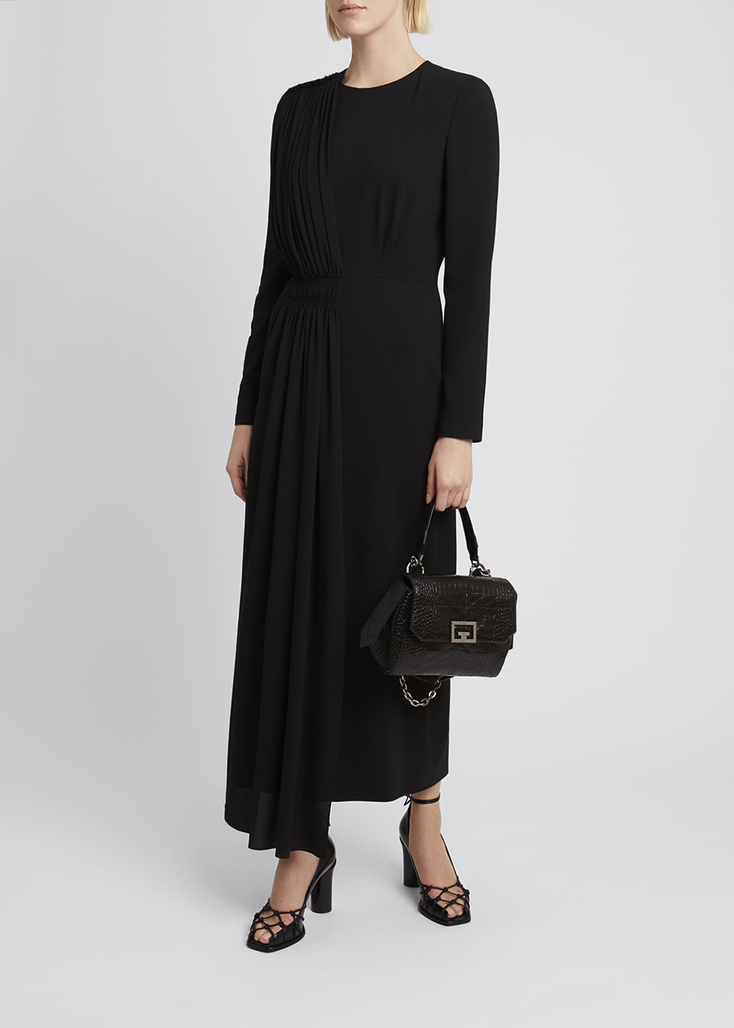 Givenchy Pleated Panel Asymmetric Midi Dress - Bergdorf Goodman