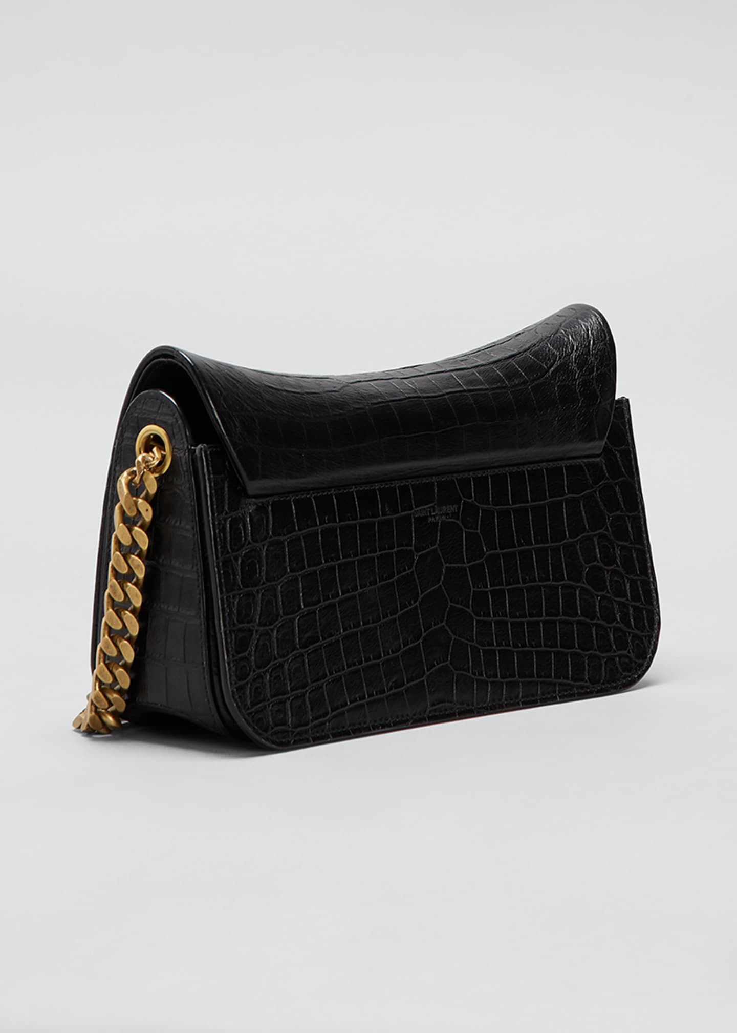 Saint Laurent Elise Lacquered AlligatorEmbossed Shoulder Bag