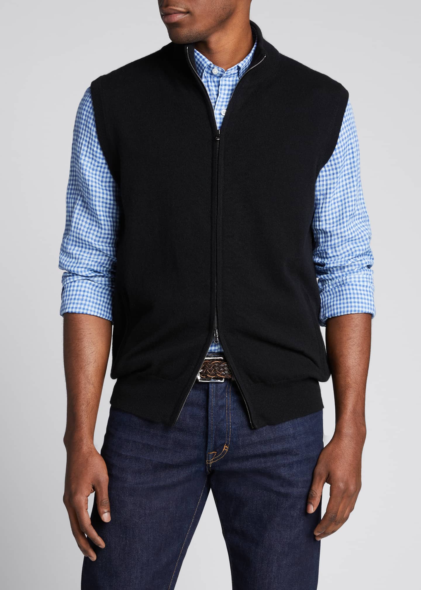 Bergdorf Goodman Men's Zip Cashmere Vest w/ Pockets Bergdorf Goodman