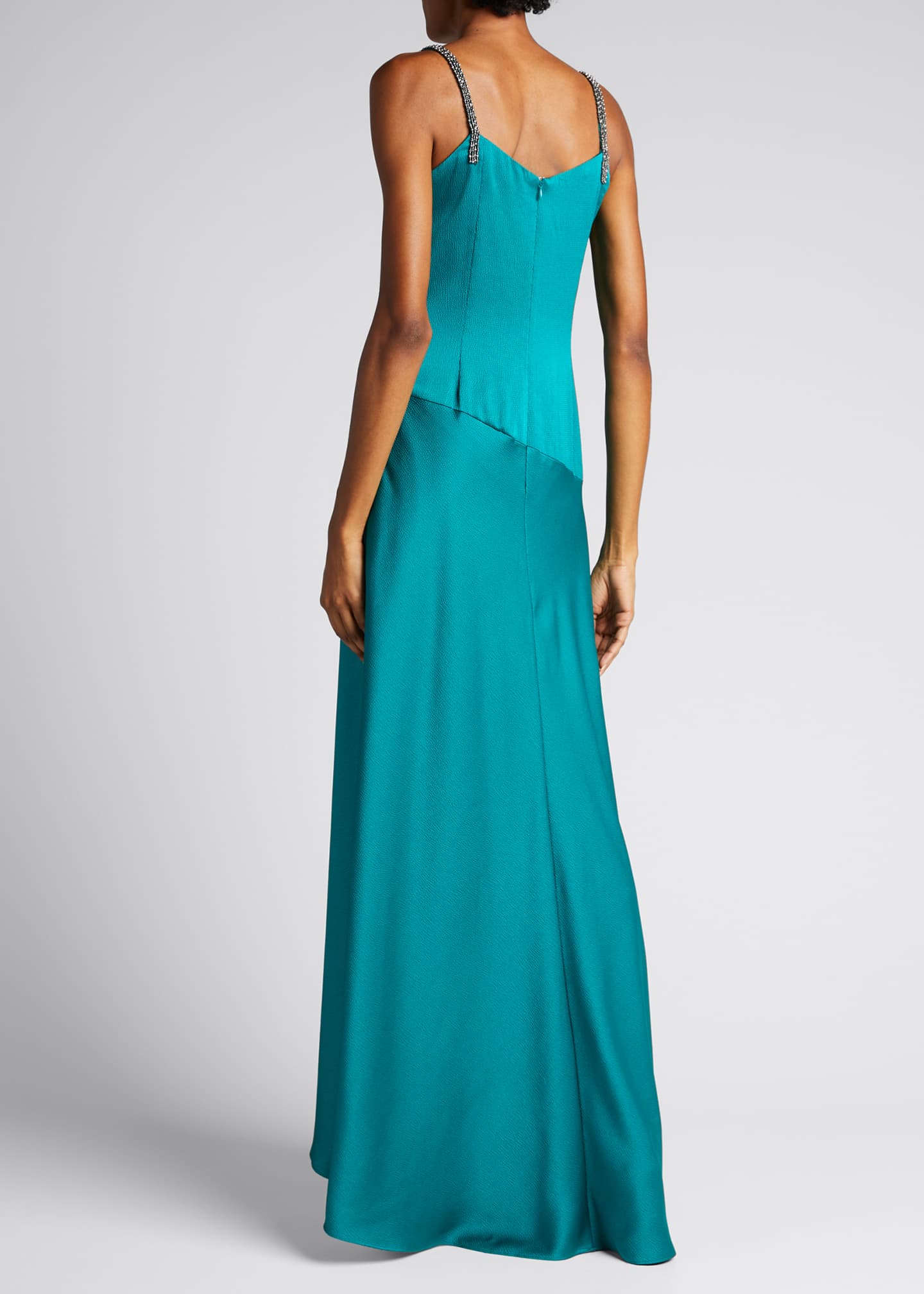 Rickie Freeman for Teri Jon CowlNeck Beaded Strap Hammered Crepe Gown