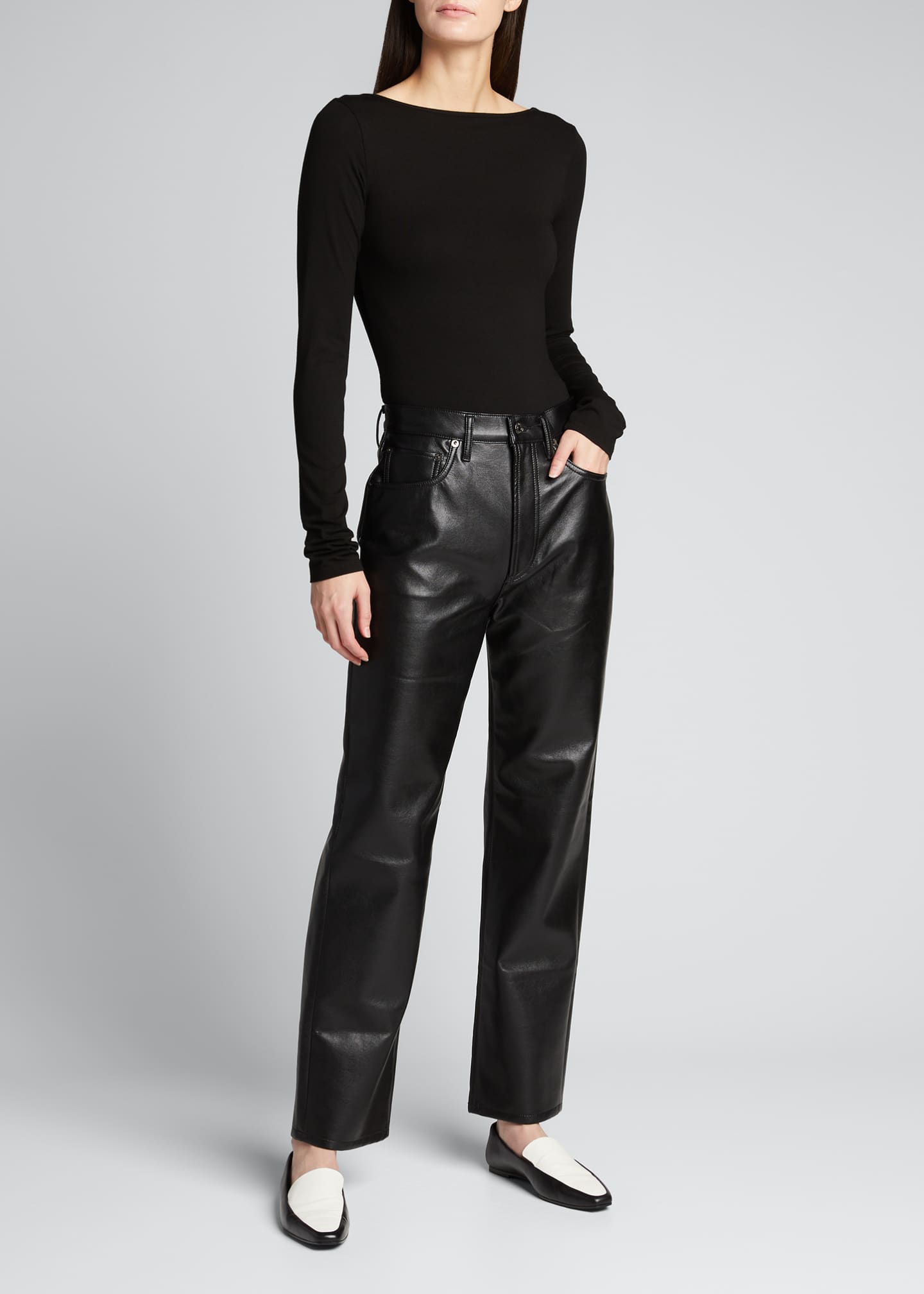 AGOLDE 90s Recycled Leather Pinched-Waist Pants - Bergdorf Goodman