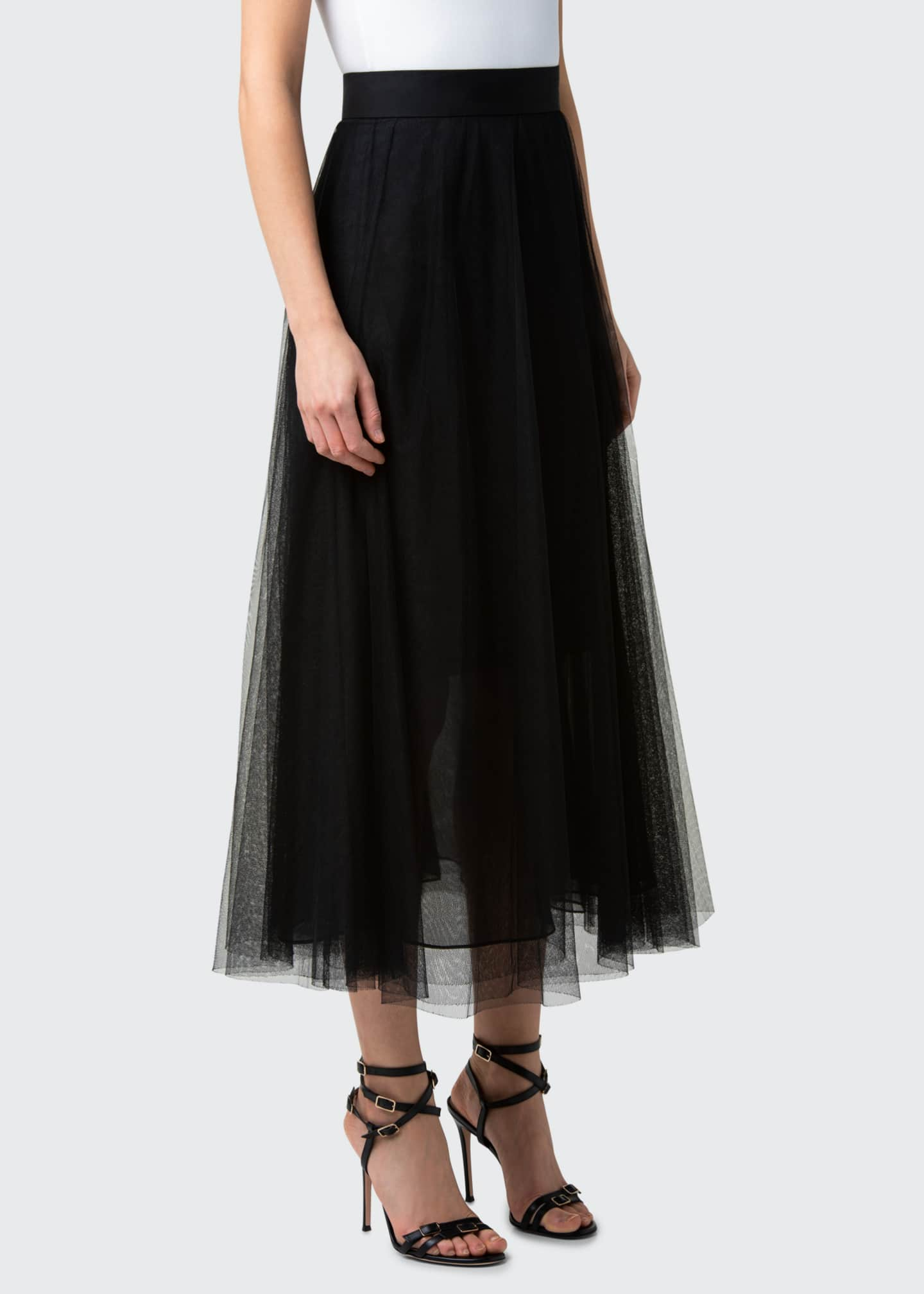 Akris Long Tulle Skirt w/ Organza Underlayer - Bergdorf Goodman