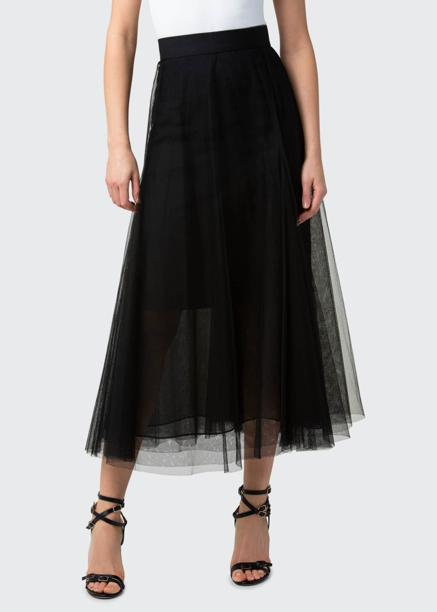 Akris Long Tulle Skirt w/ Organza Underlayer - Bergdorf Goodman