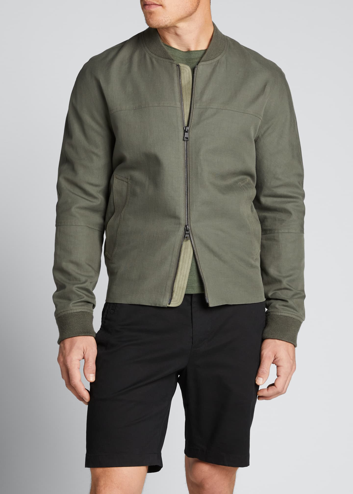Vince Men's Lightweight Linen Bomber Jacket Bergdorf Goodman