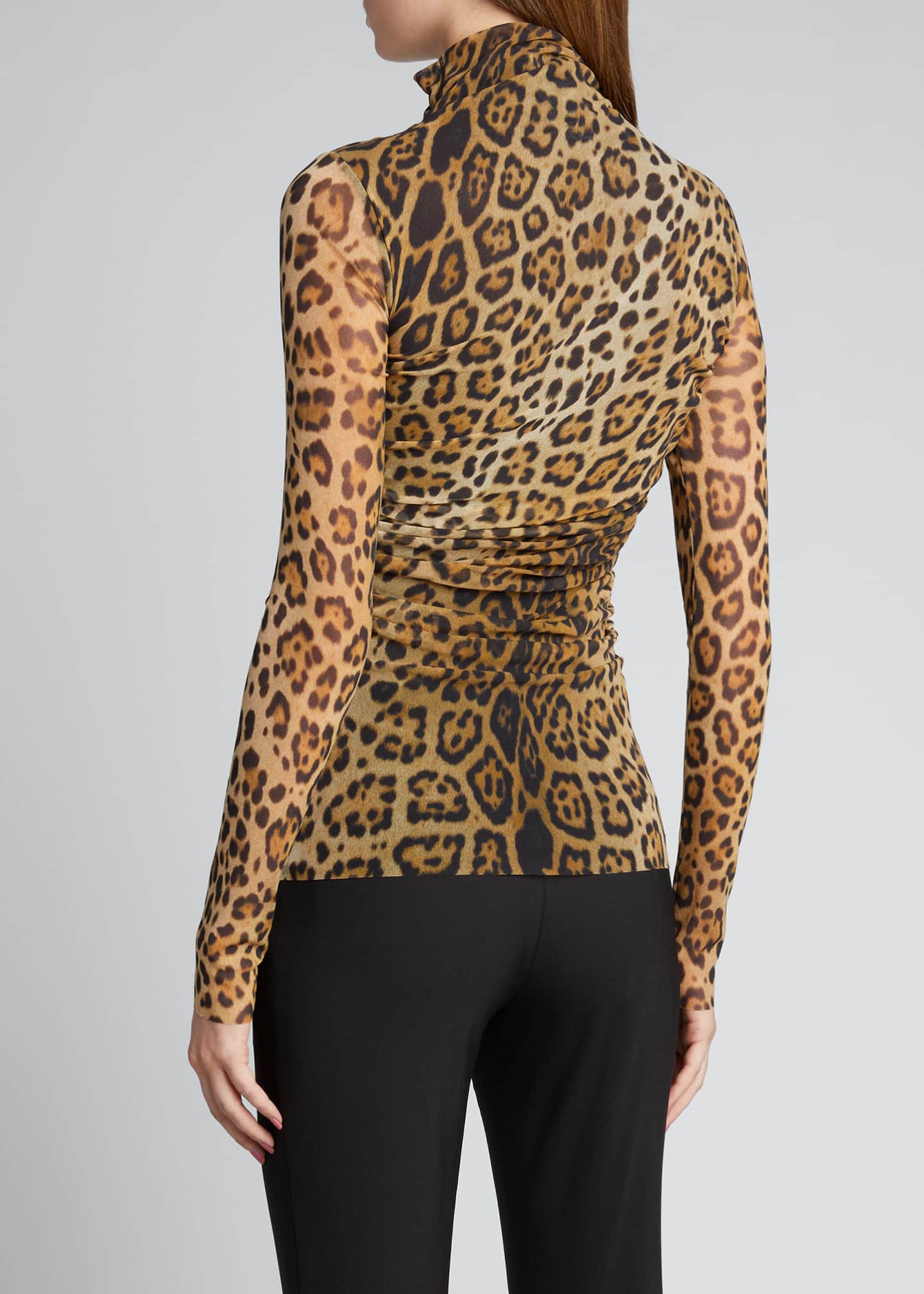 Fuzzi Animal Print Long Sleeve Turtleneck Top Bergdorf Goodman