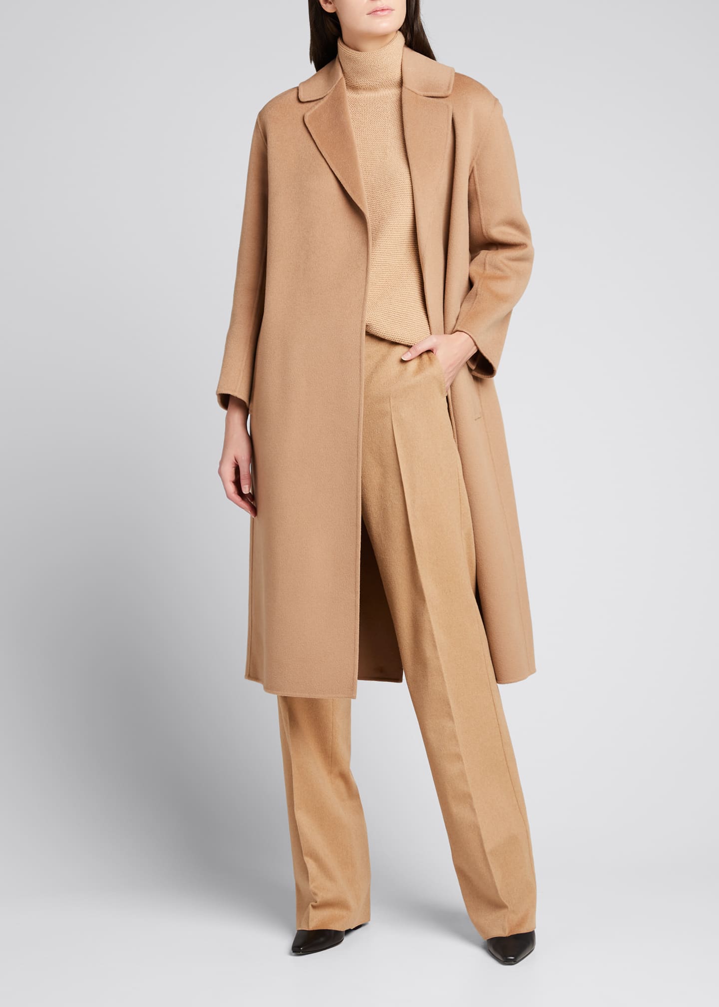 Max Mara Lugano Virgin Wool Belted Coat, Beige Bergdorf Goodman