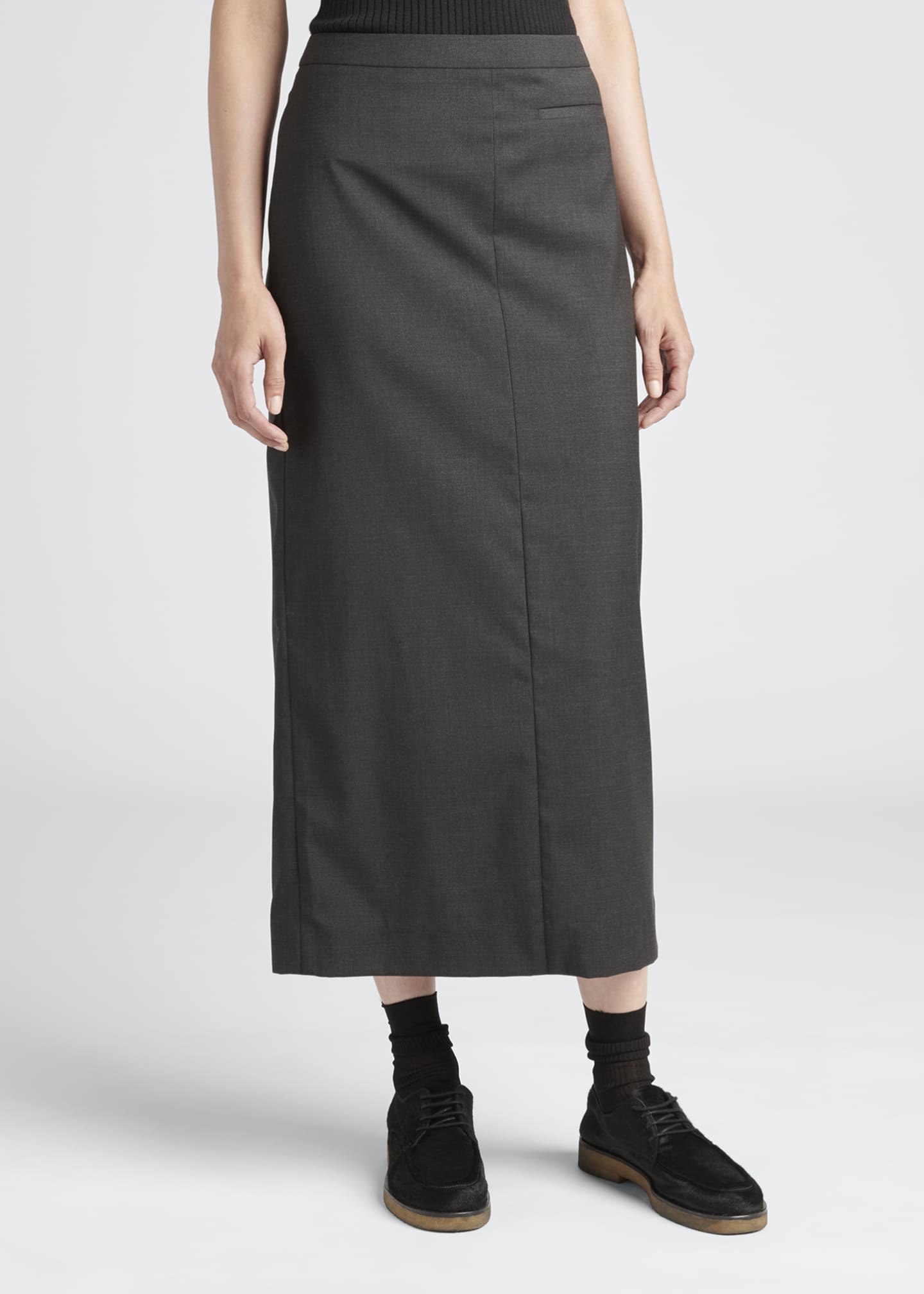 THE ROW Pol Midi Wool Skirt Bergdorf Goodman