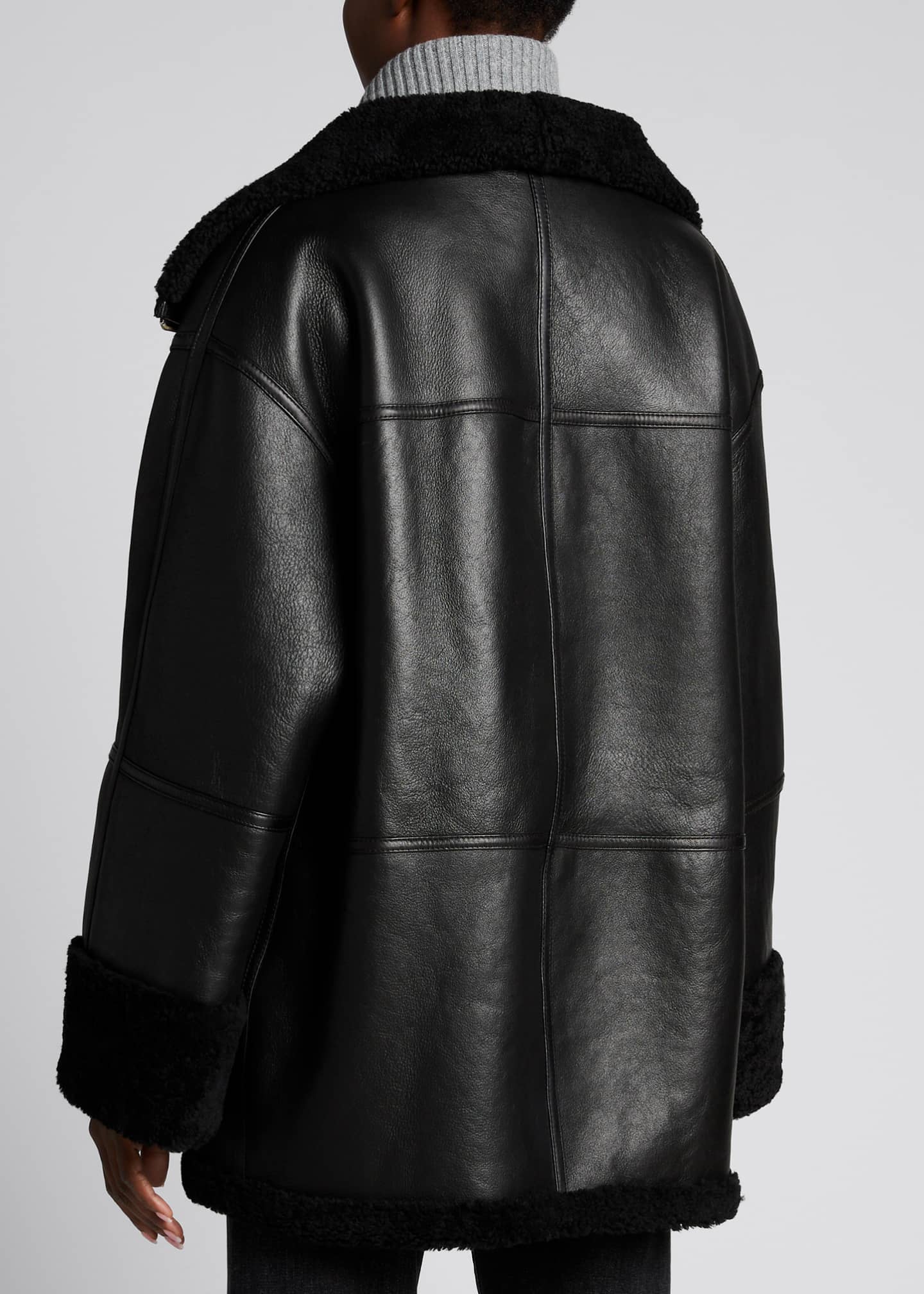 Toteme Menfi Shearling Oversized Leather Jacket - Bergdorf Goodman