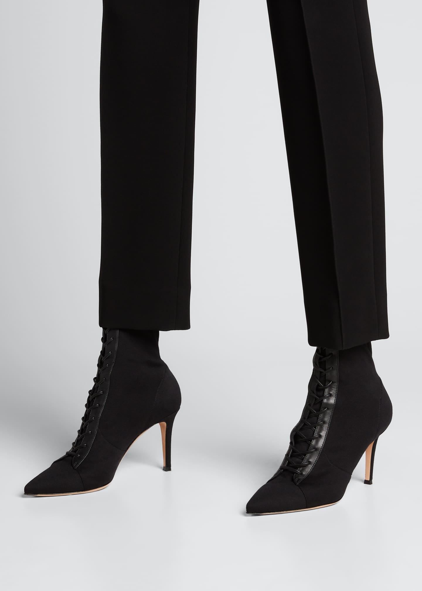 Gianvito Rossi 85mm Stretch Lace-Up Stiletto Booties - Bergdorf Goodman
