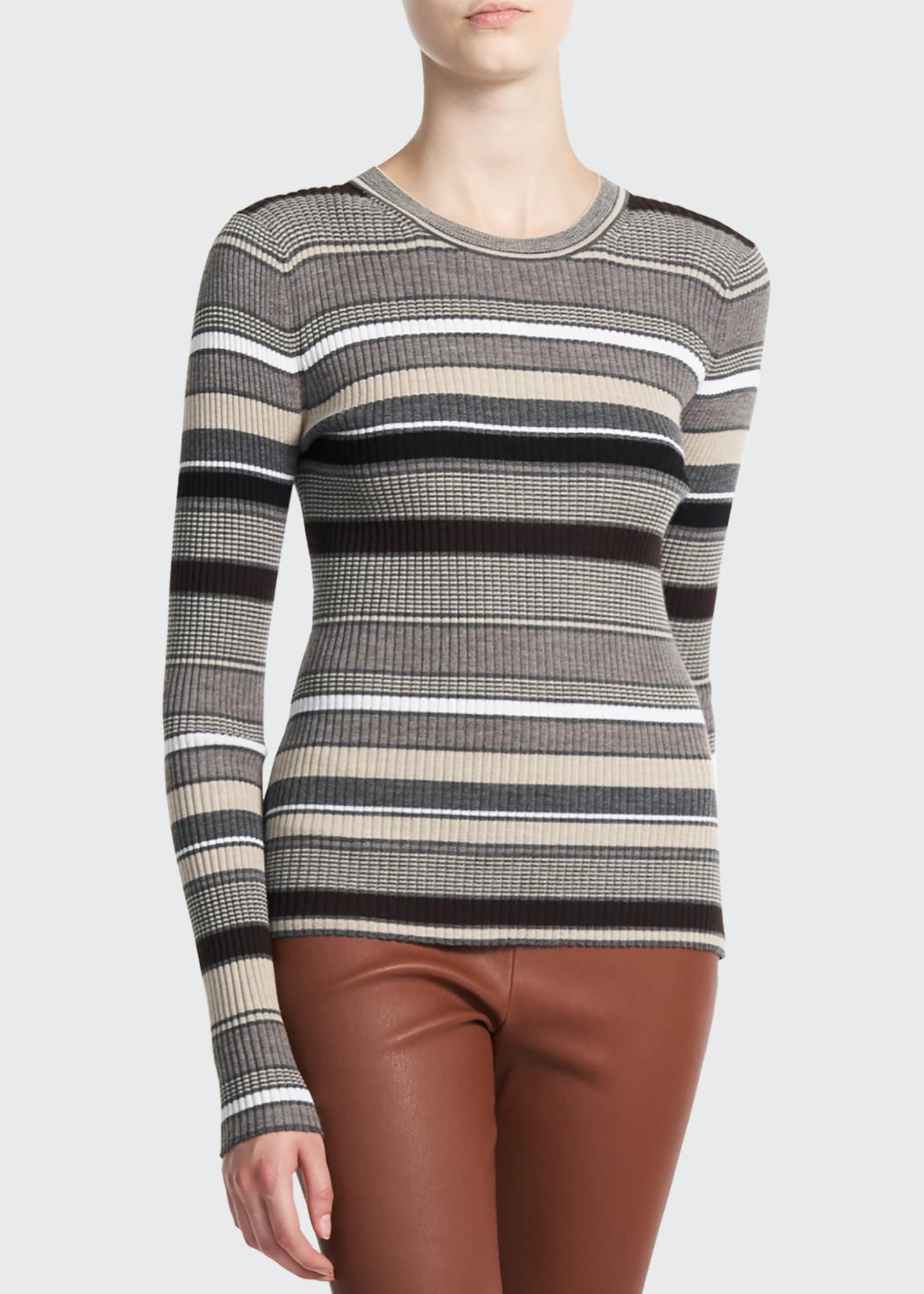 Theory Stripe Regal Wool Crewneck Sweater - Bergdorf Goodman