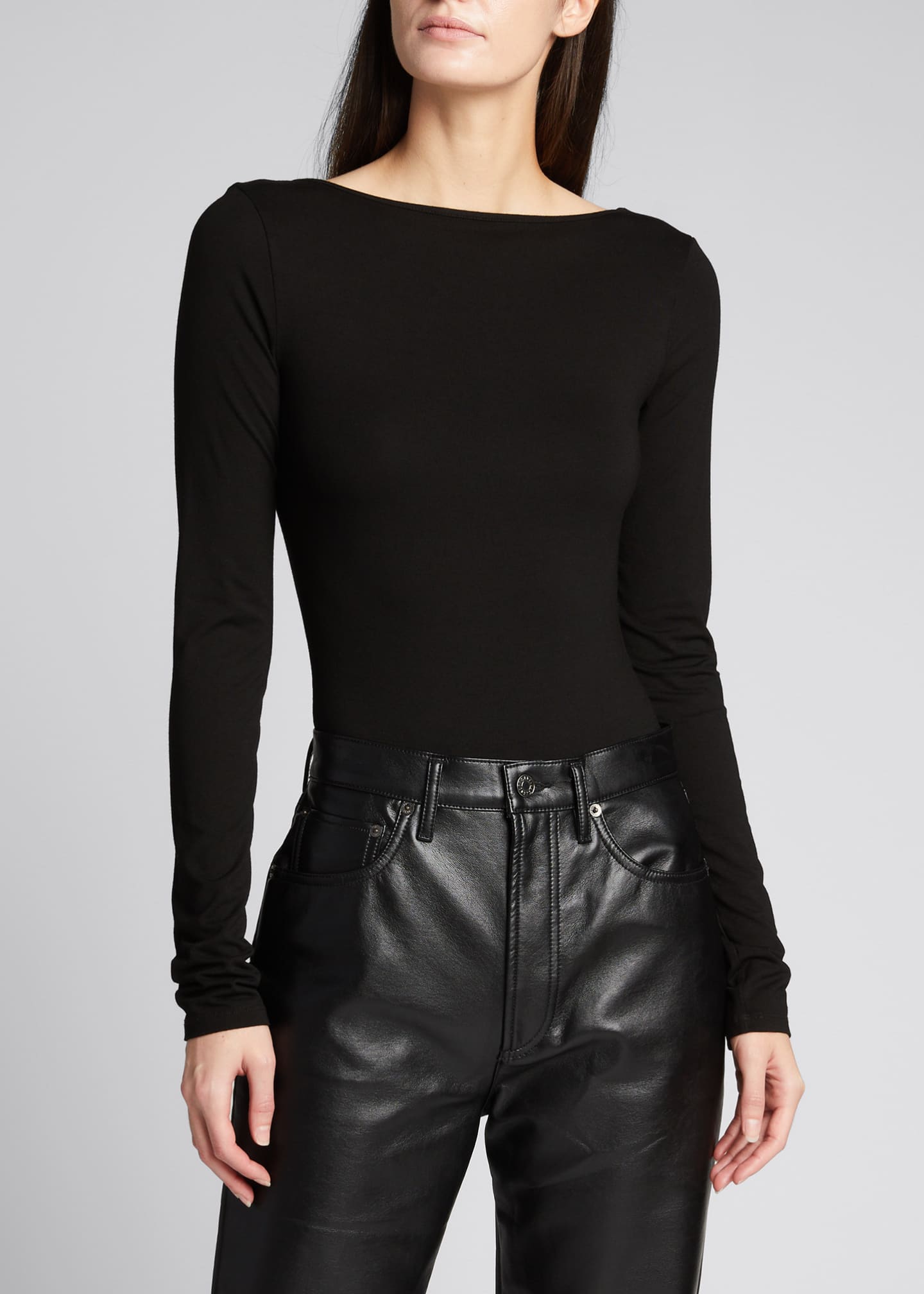 AGOLDE Sylvi Long-Sleeve Square-Back Bodysuit - Bergdorf ...
