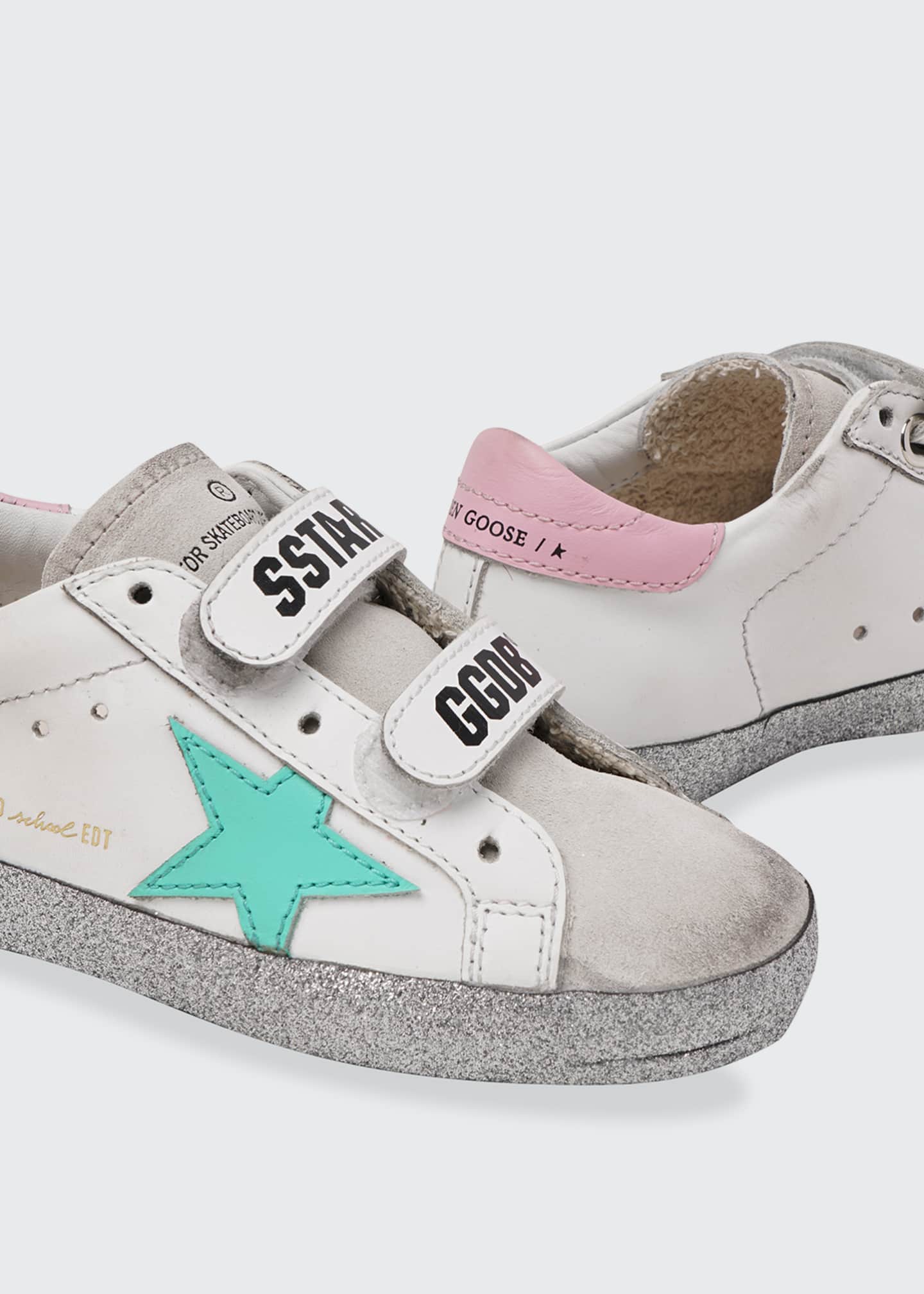 Golden Goose Old School Leather GripStrap GlitterSole Sneakers