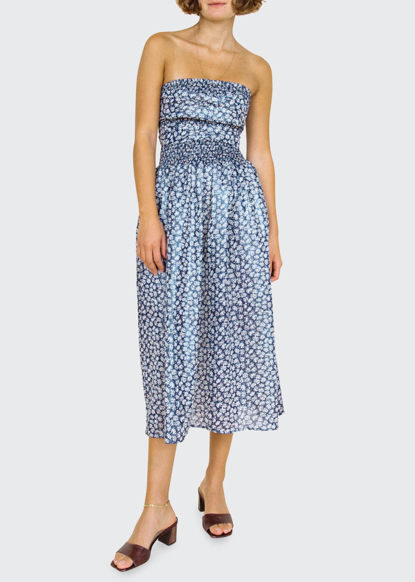 Ciao Lucia Gia Floral Strapless Midi Dress Bergdorf Goodman