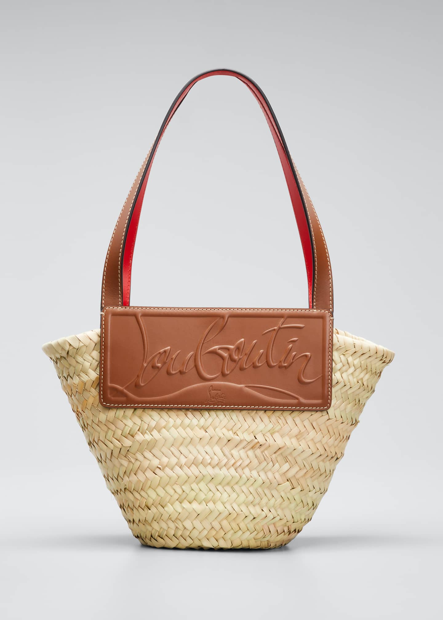 Christian Louboutin Loubi Shore Small Woven Straw Beach Tote Bag