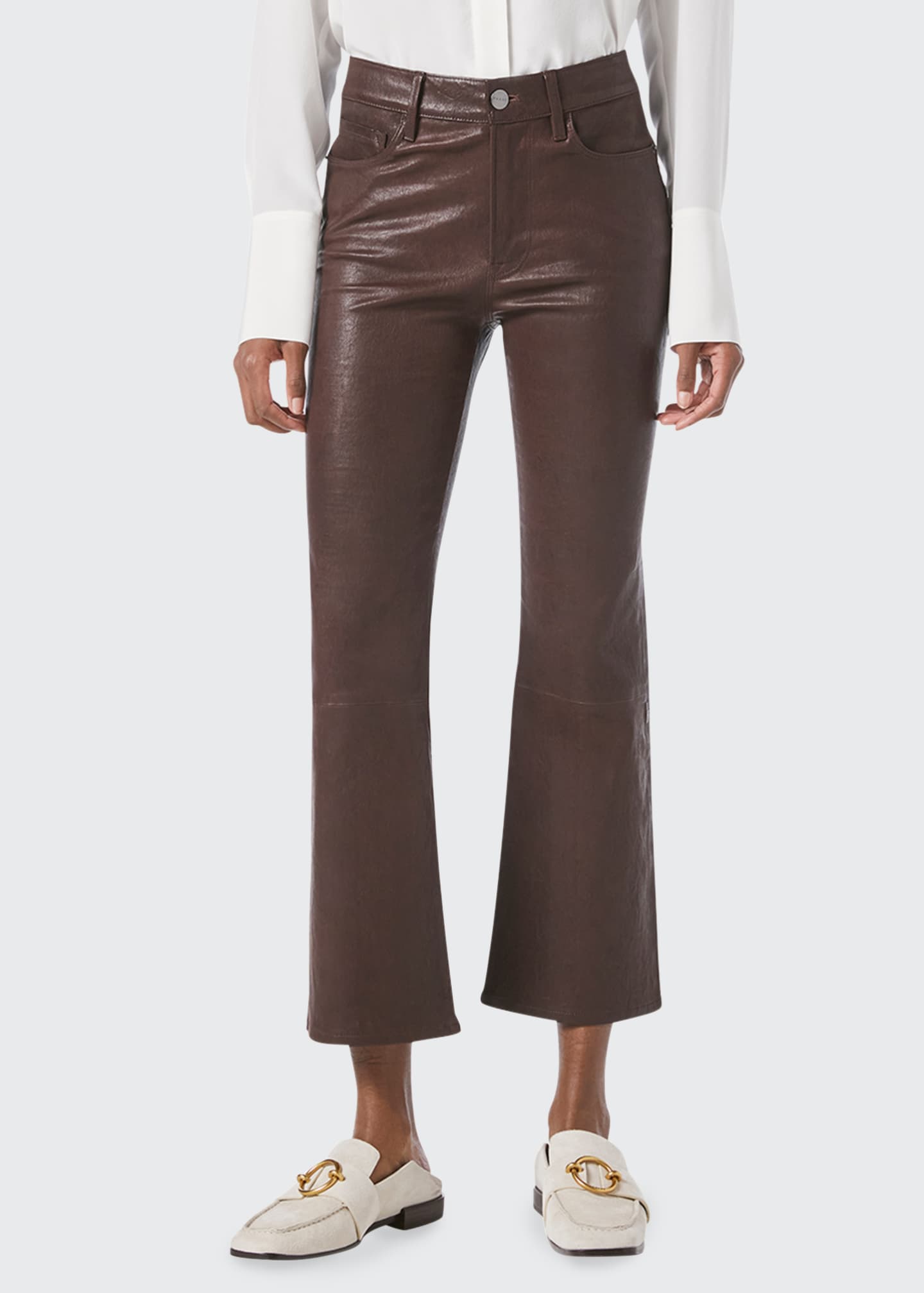 FRAME Le Crop Mini Boot Leather Pants - Bergdorf Goodman