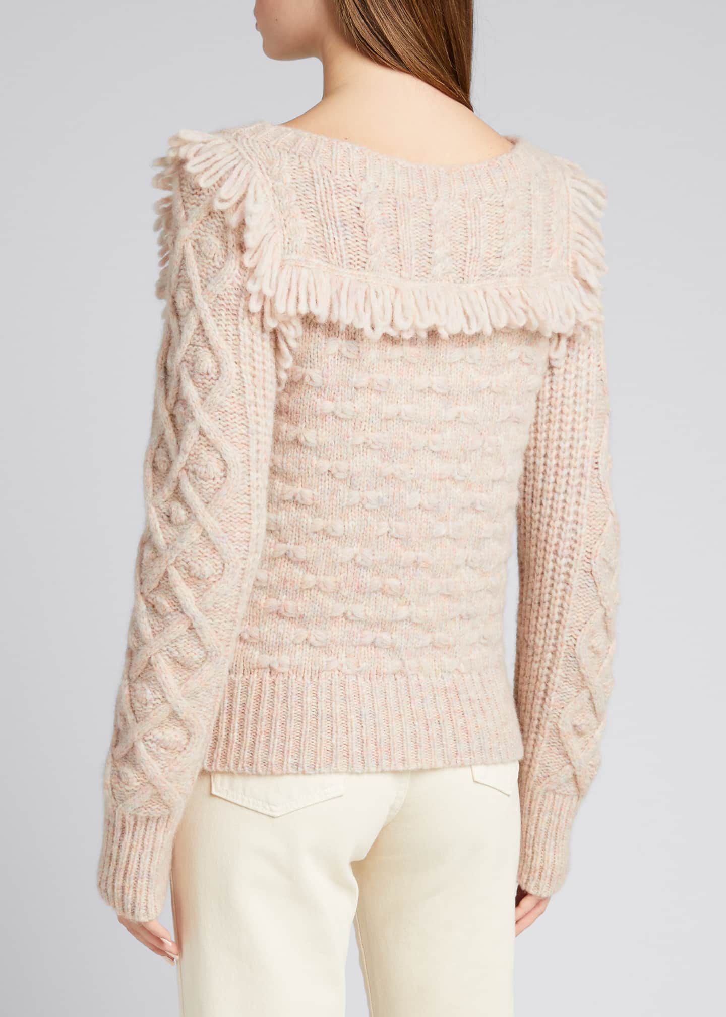LoveShackFancy Kingston Fringe Knit Sweater Bergdorf Goodman