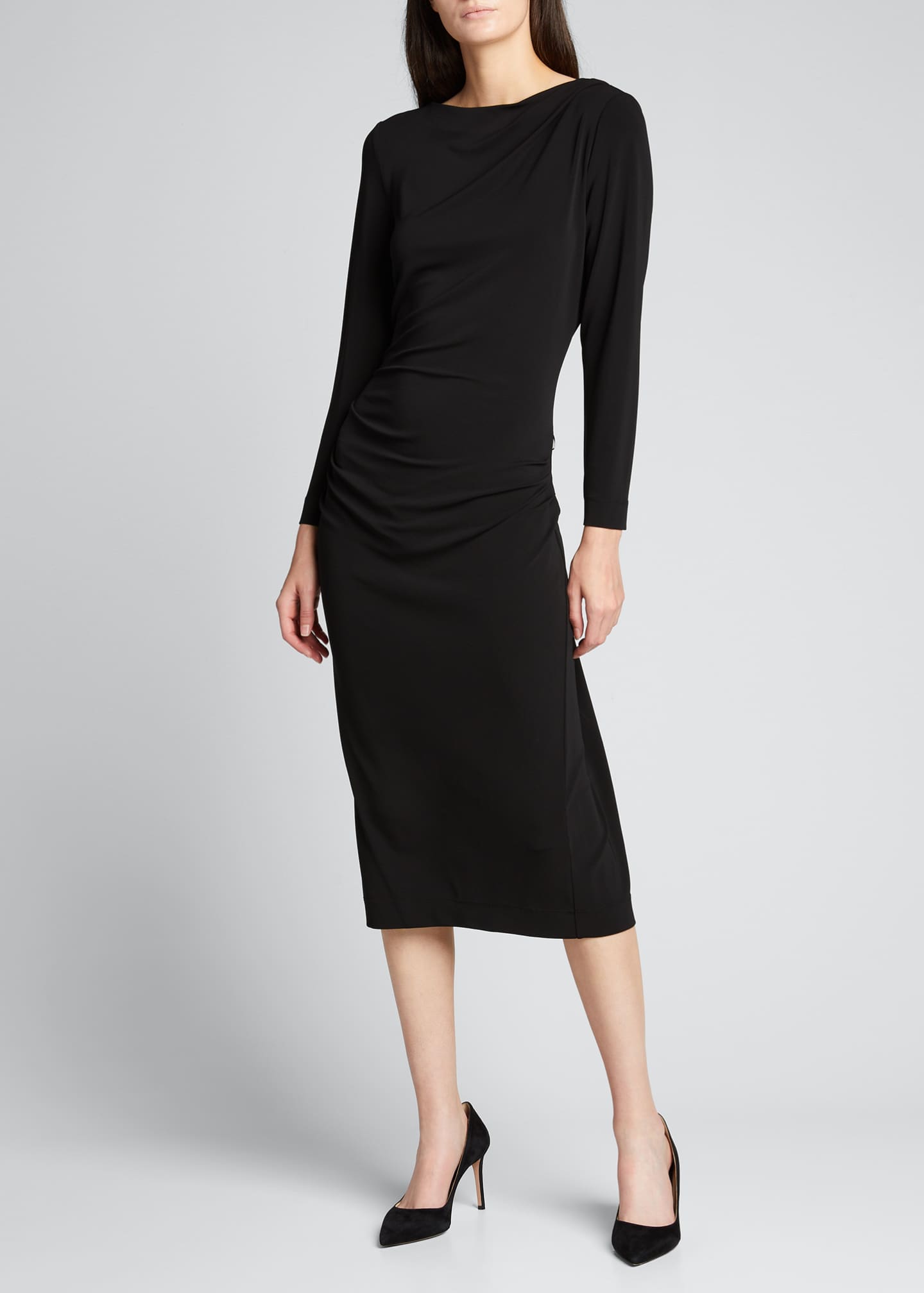 Giorgio Armani Draped Fitted Ruched Midi Dress - Bergdorf Goodman
