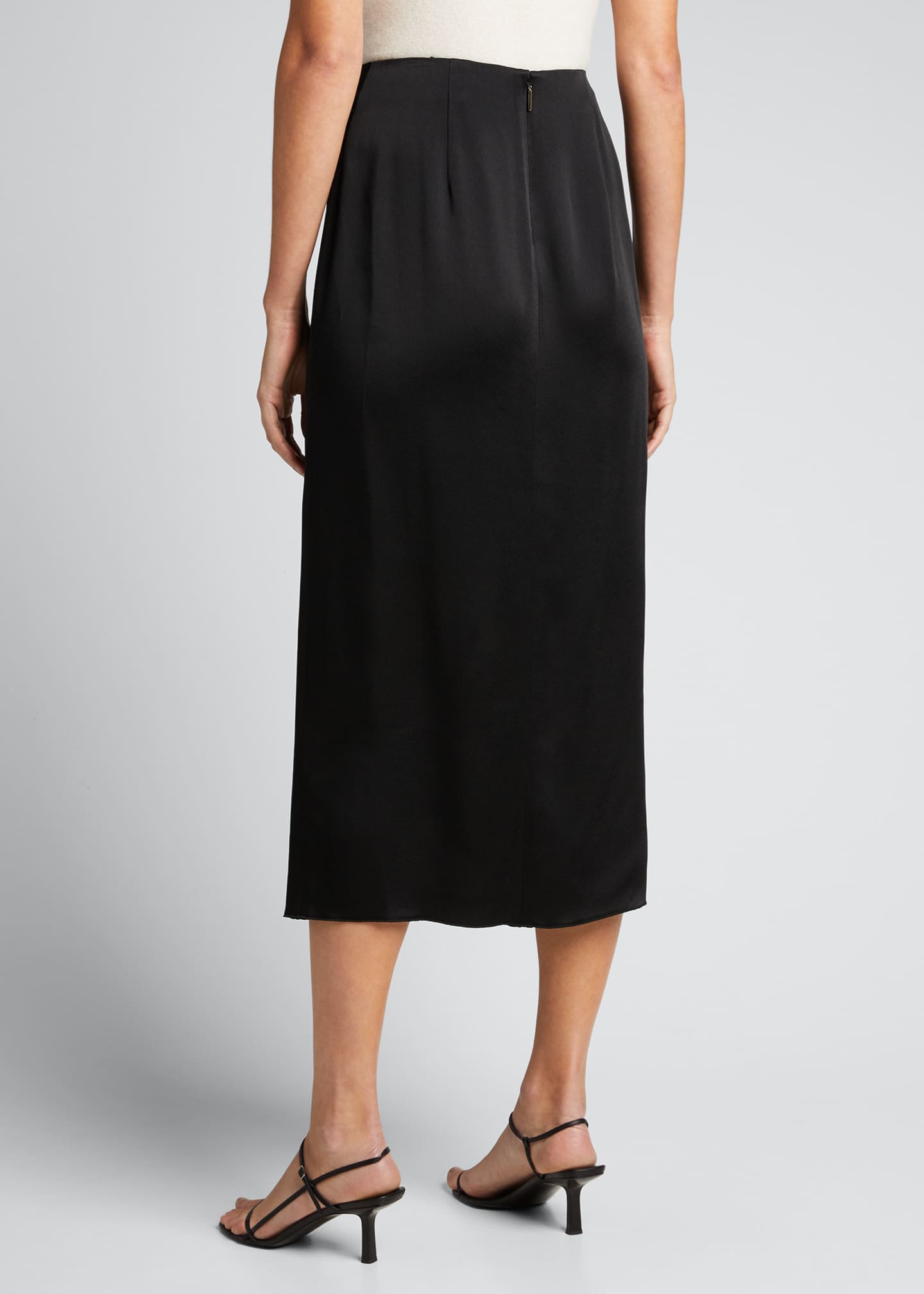 Jason Wu Collection Crepe Satin Midi Skirt w/ Front Slits - Bergdorf ...