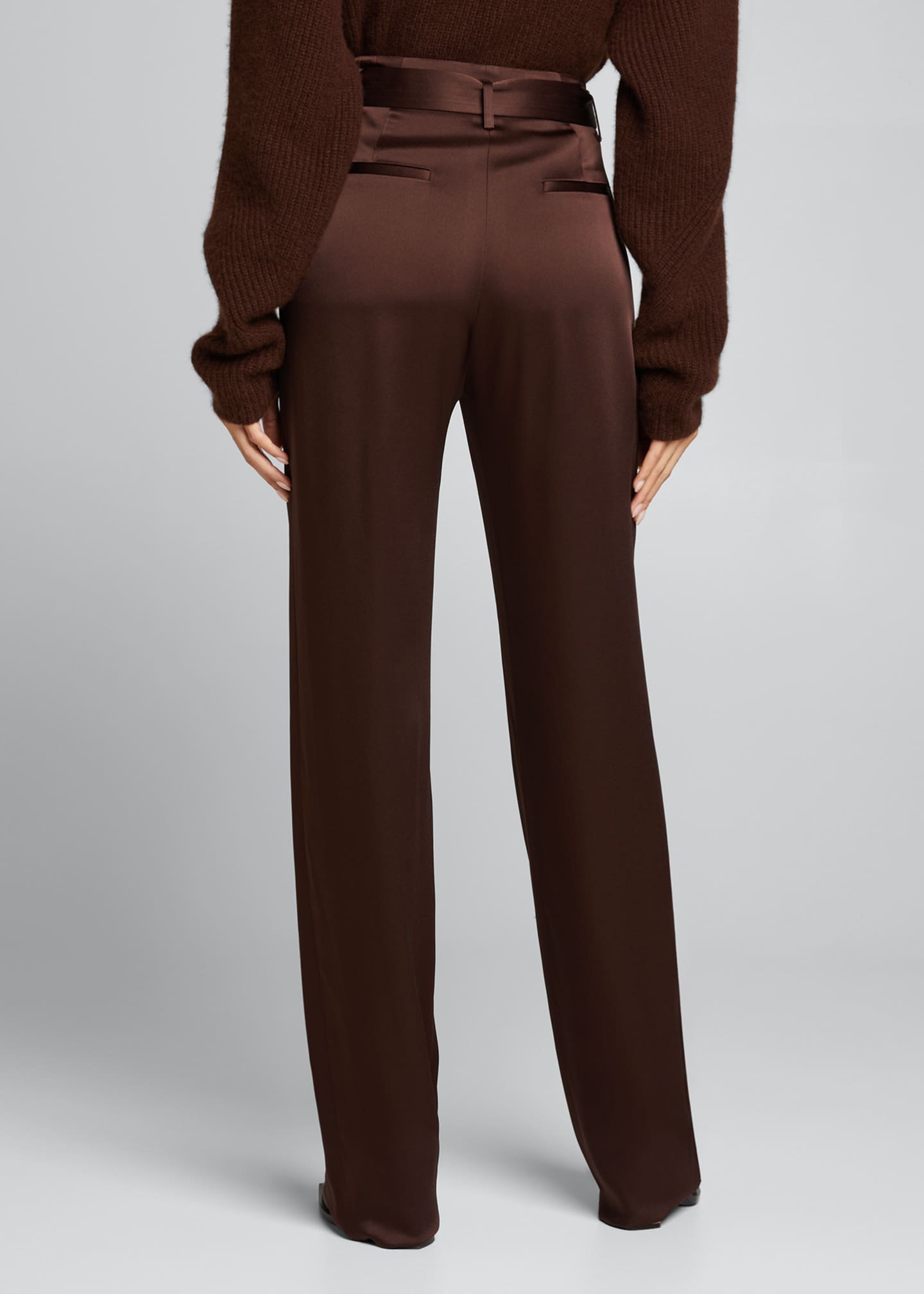 LAPOINTE Satin HighWaist Belted Pants Bergdorf Goodman