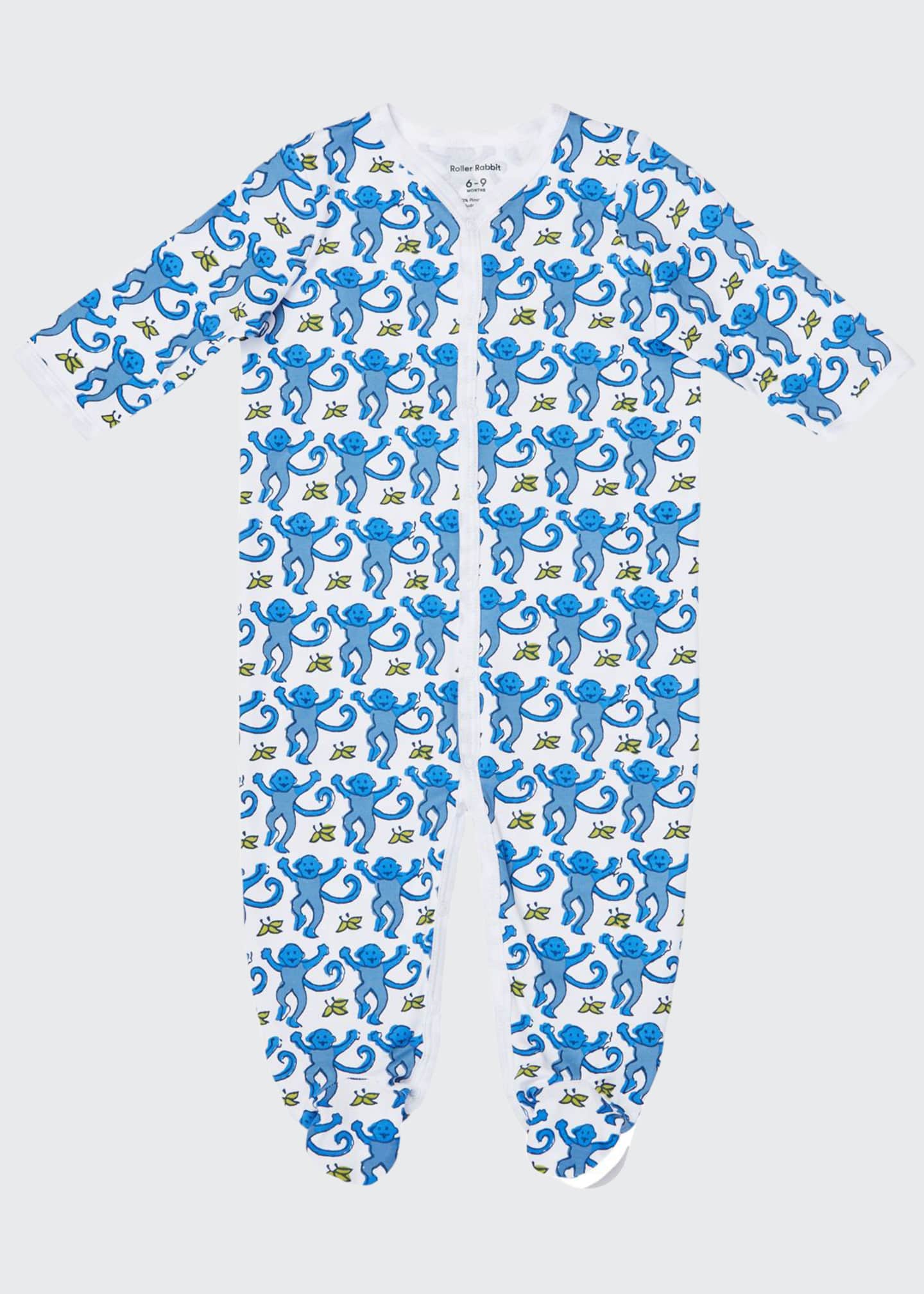 Roller Rabbit Kid's Monkey-Print Footie Pajamas, Size 0-9M - Bergdorf